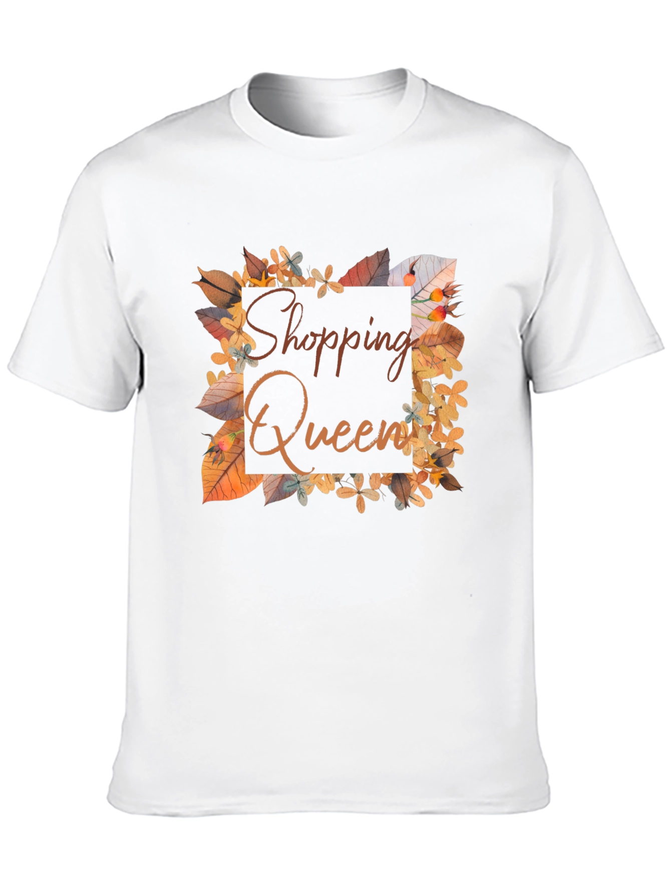 Shopping Queen T-Shirt - Autumn Leaves Design