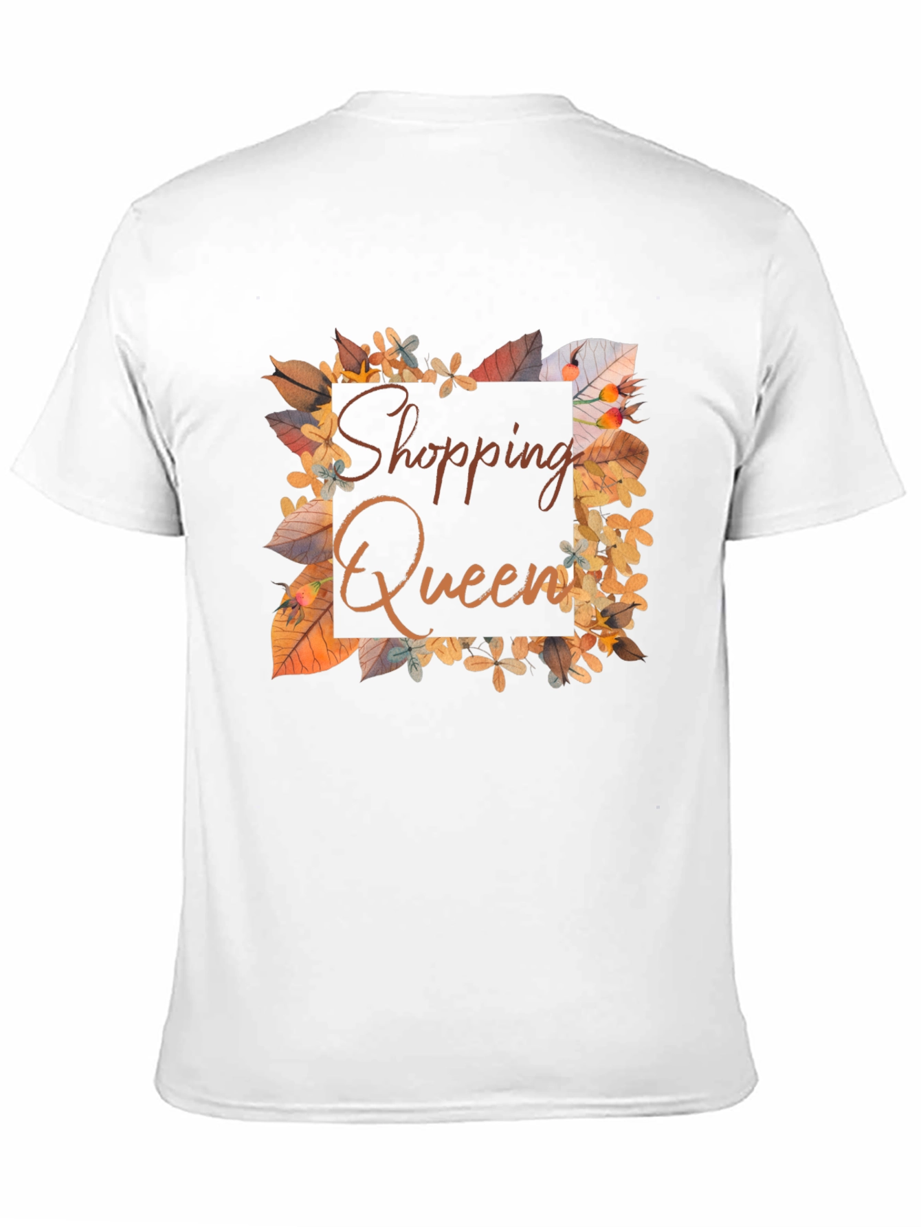 Shopping Queen T-Shirt - Autumn Leaves Design
