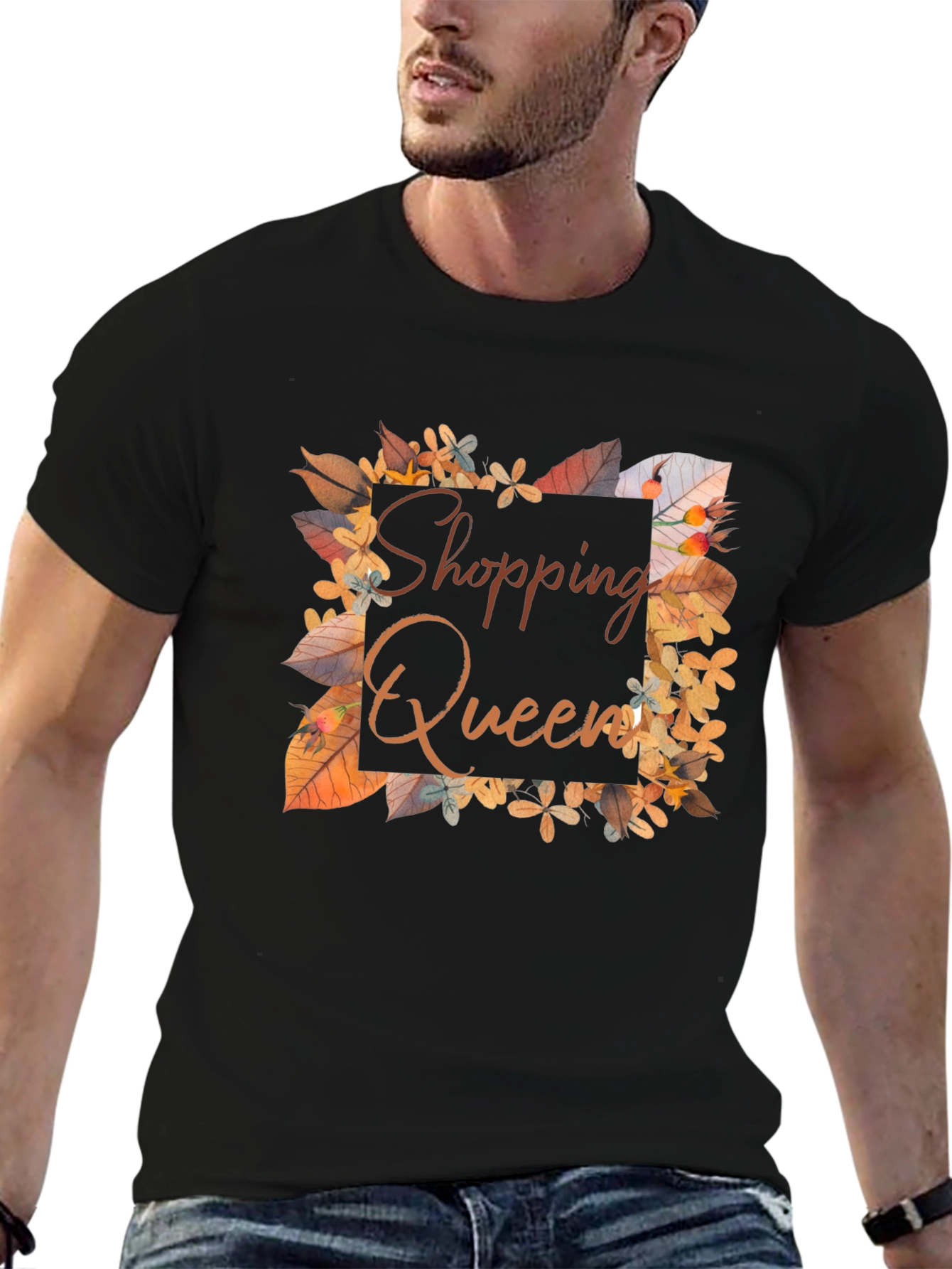 Shopping Queen T-Shirt - Autumn Leaves Design