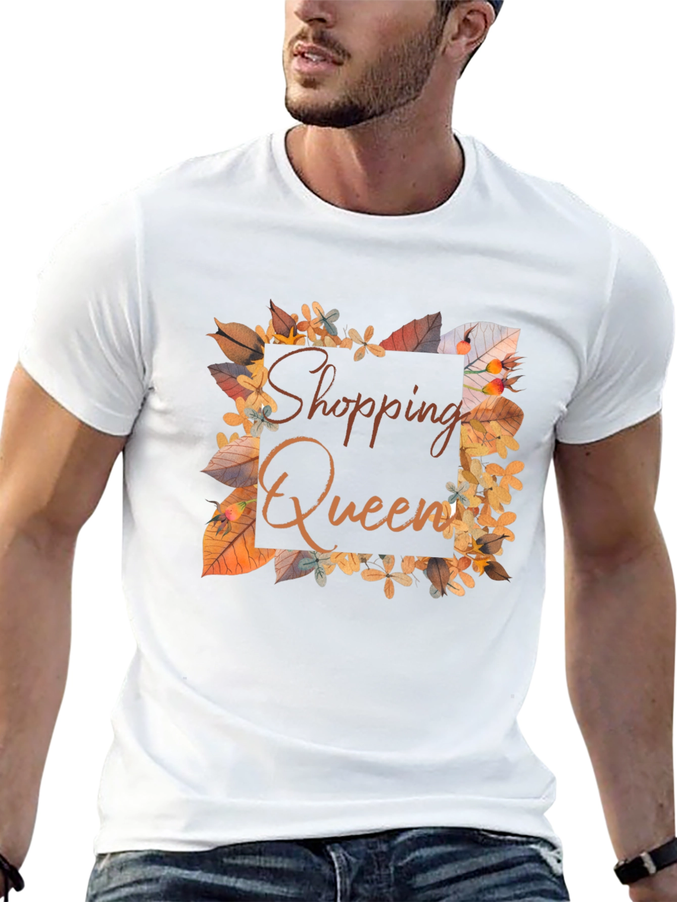 Shopping Queen T-Shirt - Autumn Leaves Design