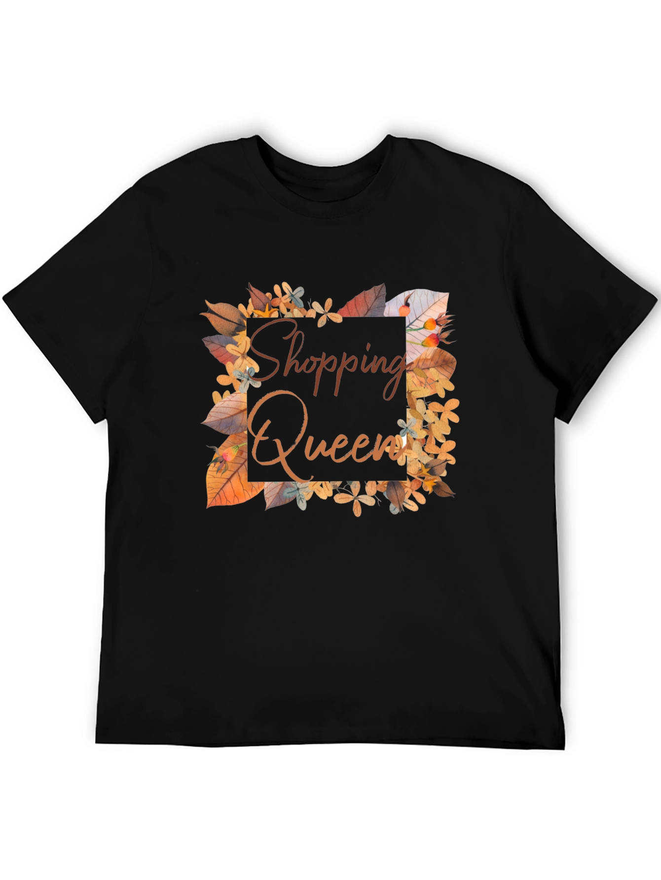 Shopping Queen T-Shirt - Autumn Leaves Design