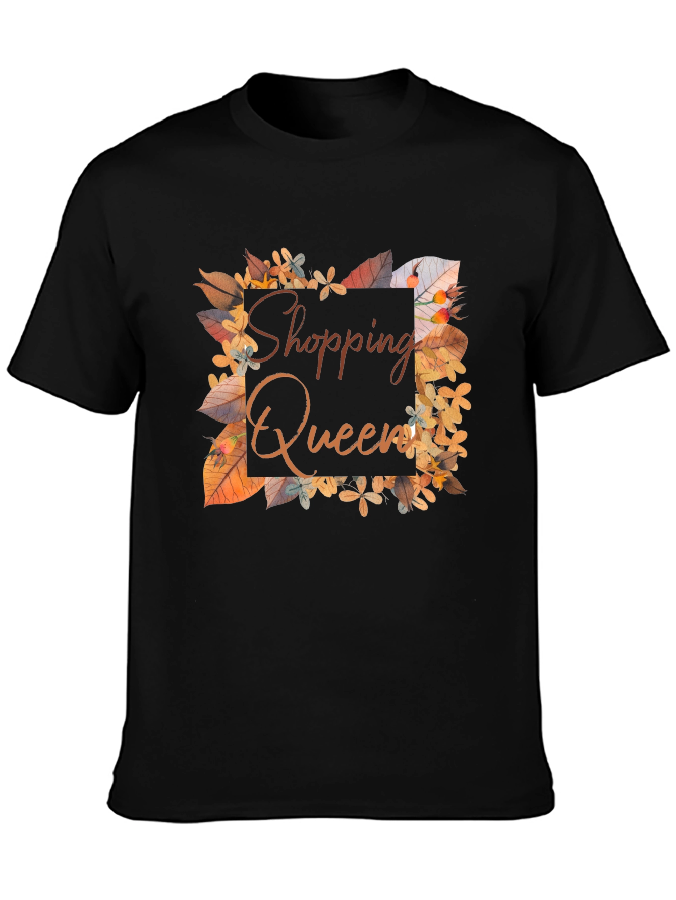 Shopping Queen T-Shirt - Autumn Leaves Design