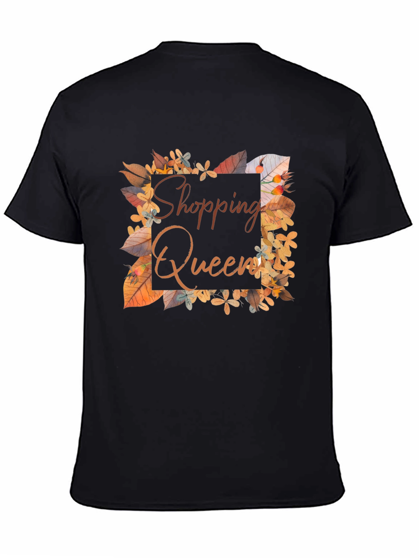 Shopping Queen T-Shirt - Autumn Leaves Design