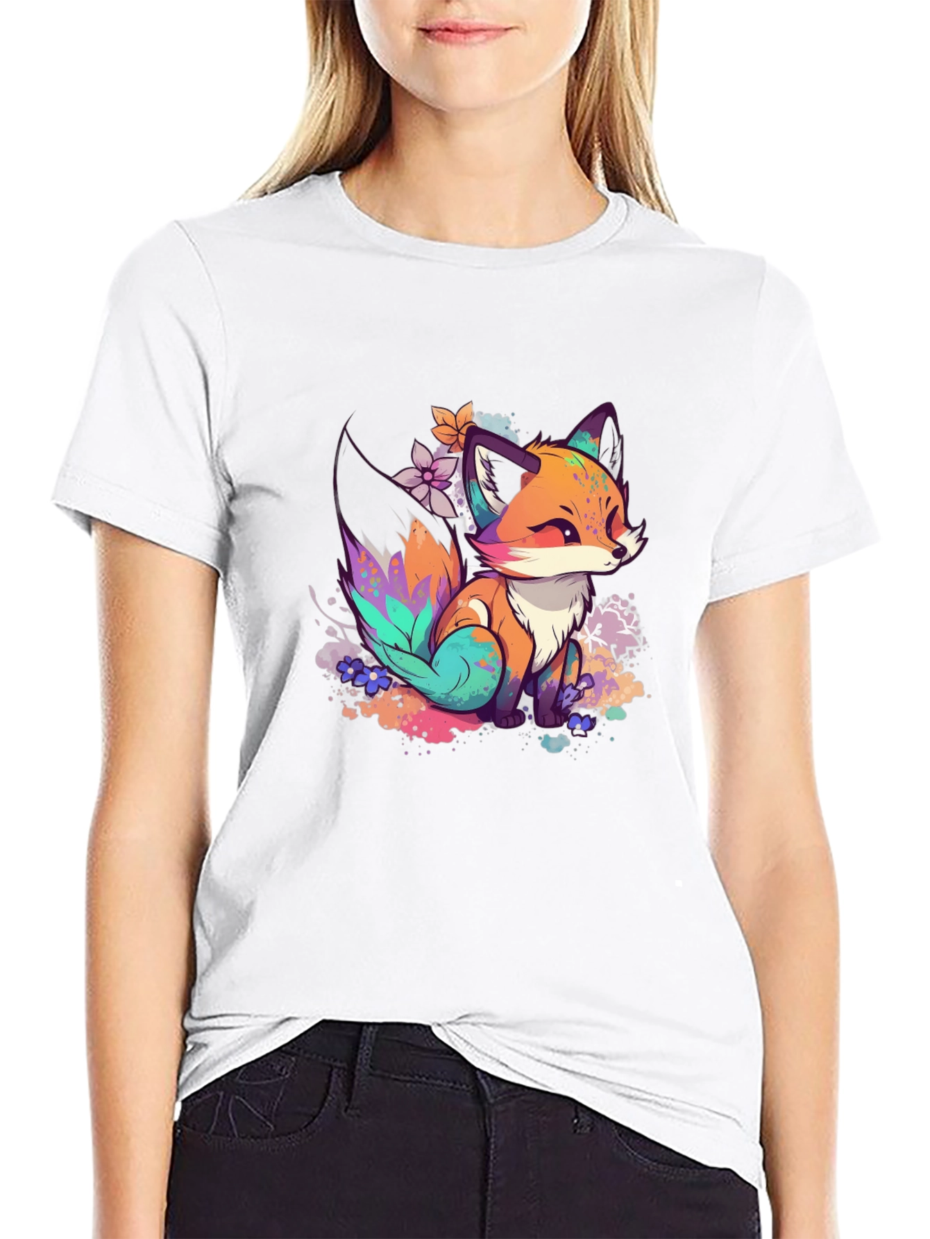 Fox Art Graphic Tee - Black