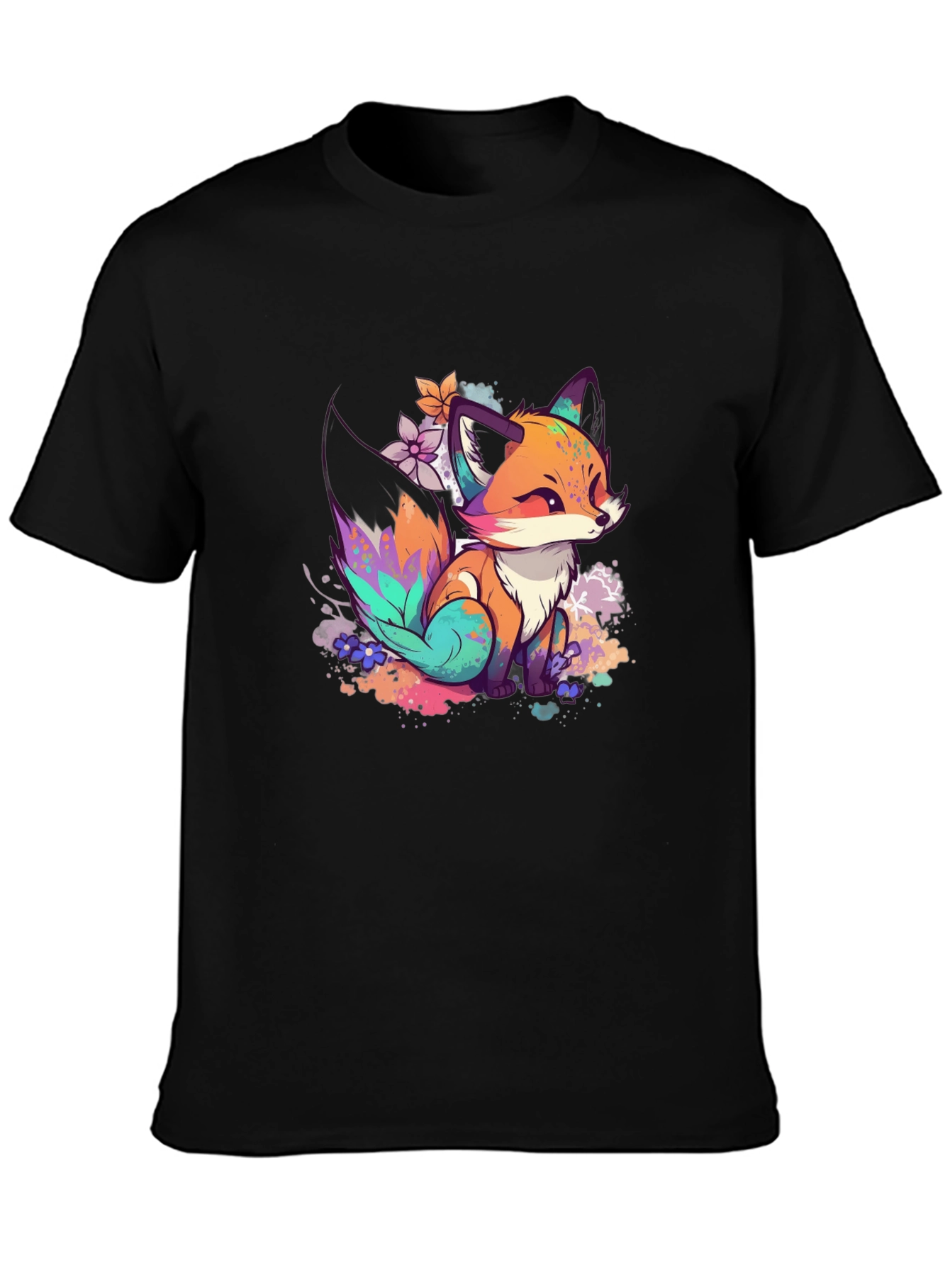 Fox Art Graphic Tee - Black