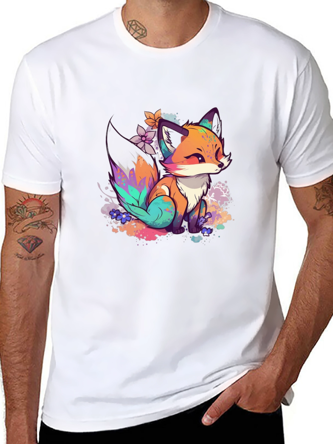 Fox Art Graphic Tee - Black