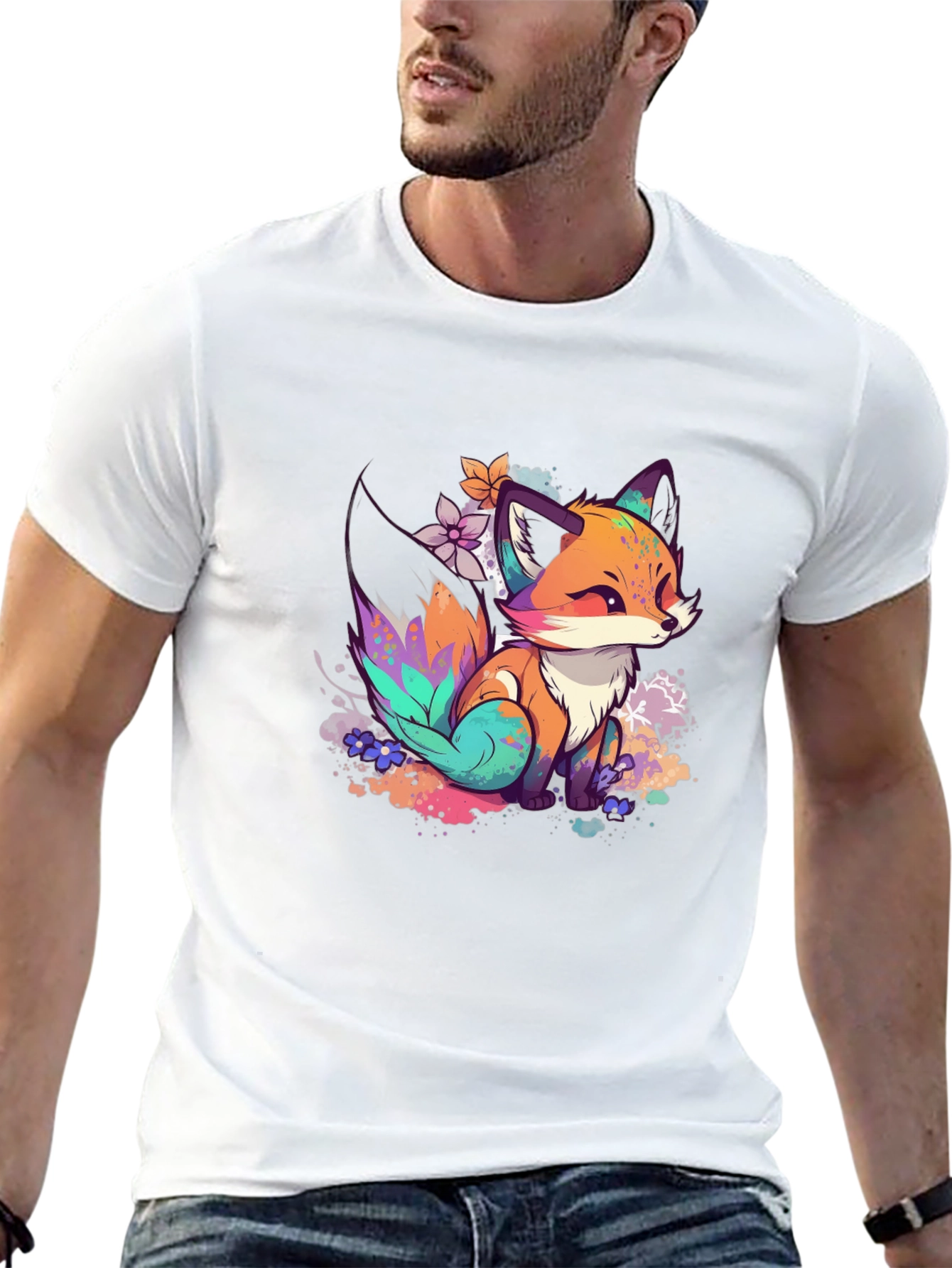 Fox Art Graphic Tee - Black