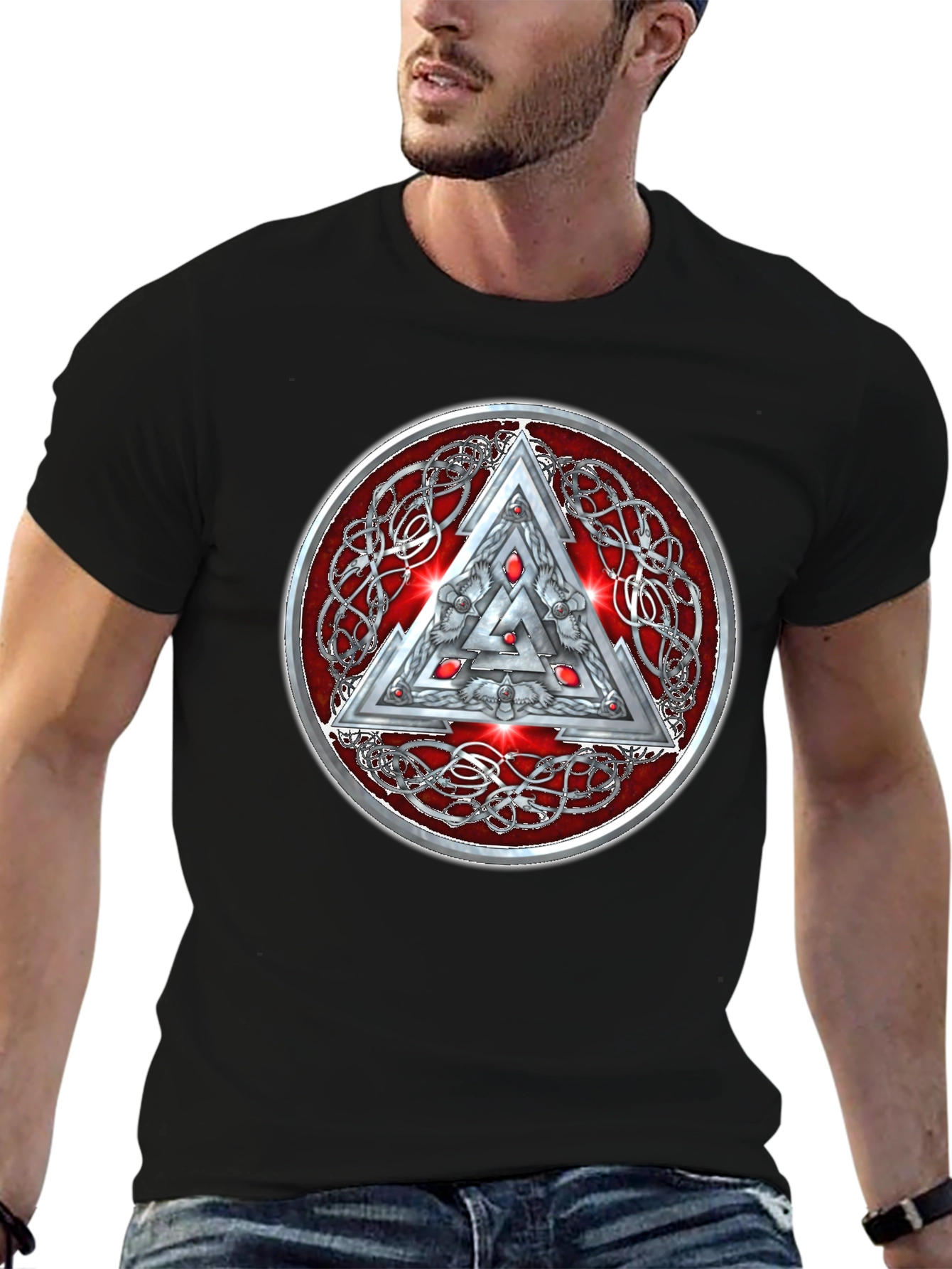Valknut Knot Viking Triangle Graphic T-Shirt