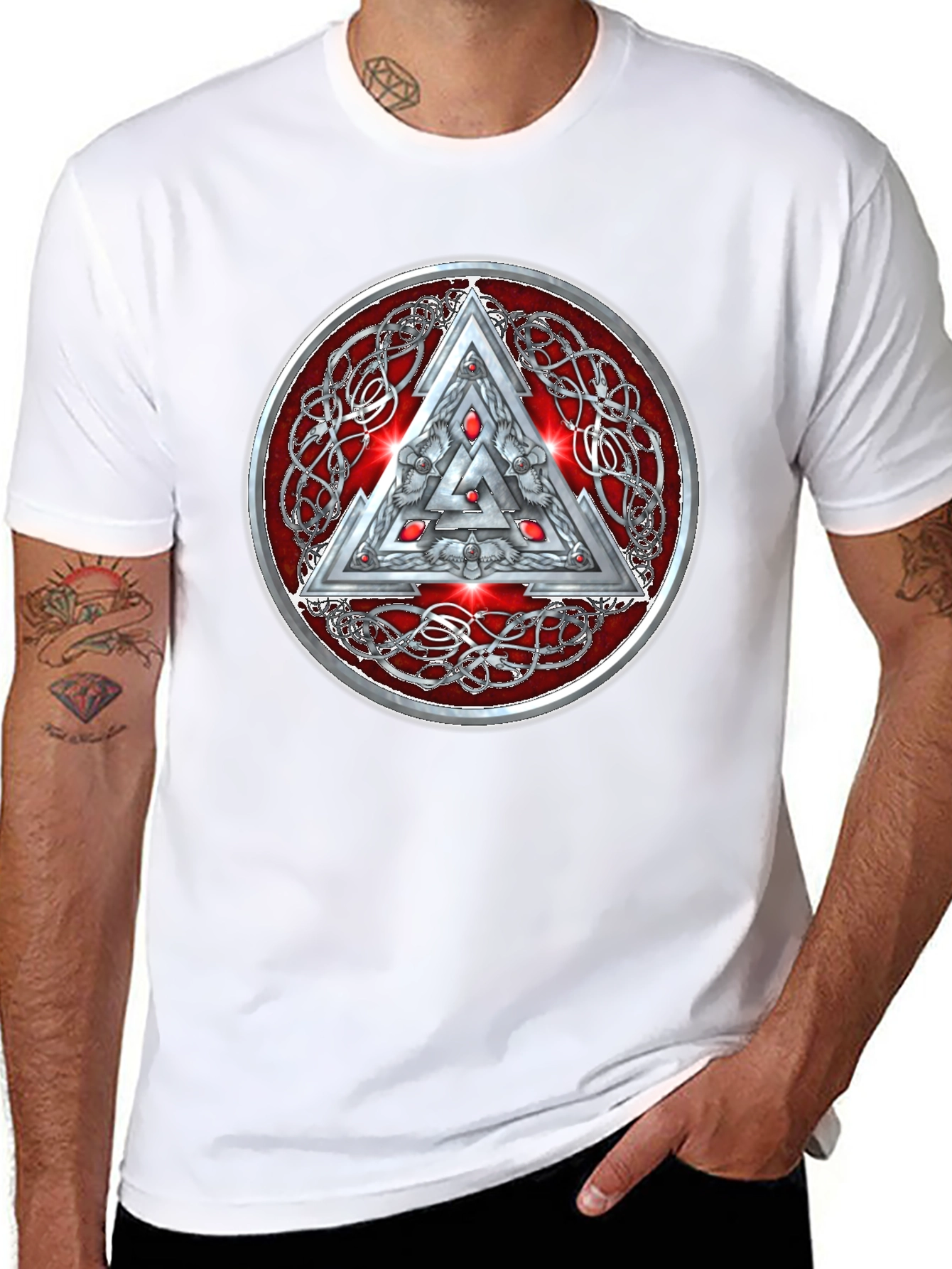 Valknut Knot Viking Triangle Graphic T-Shirt