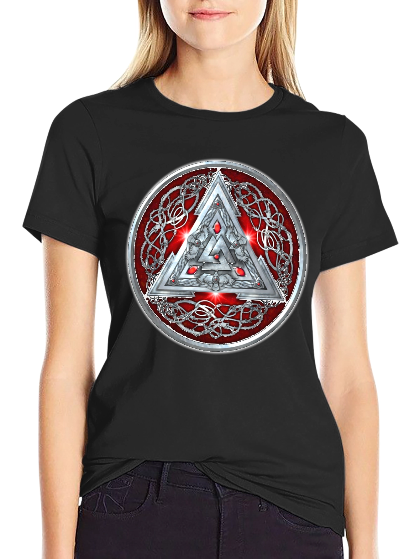 Valknut Knot Viking Triangle Graphic T-Shirt