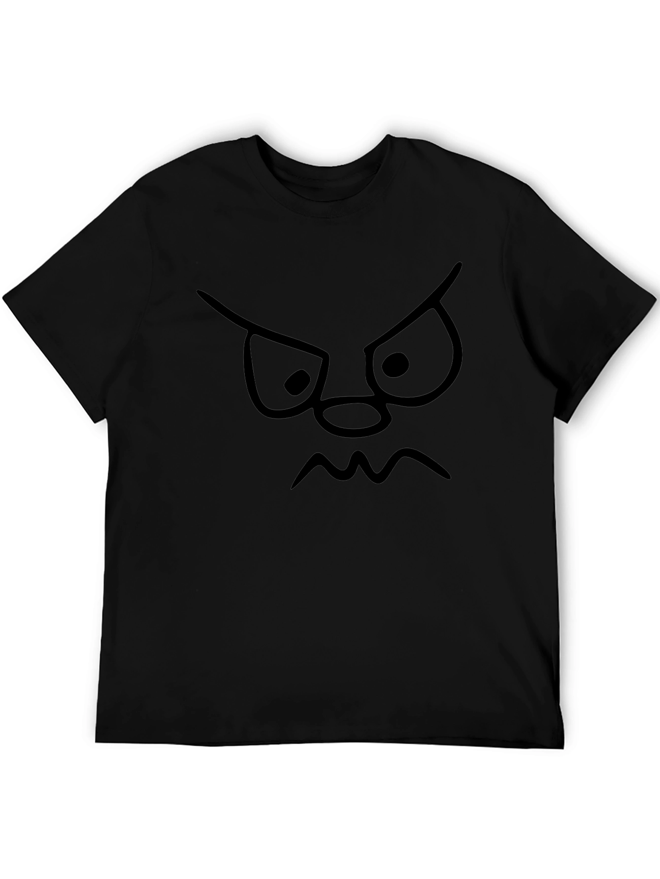Grumpy Face Graphic Tee - Black Cotton T-Shirt