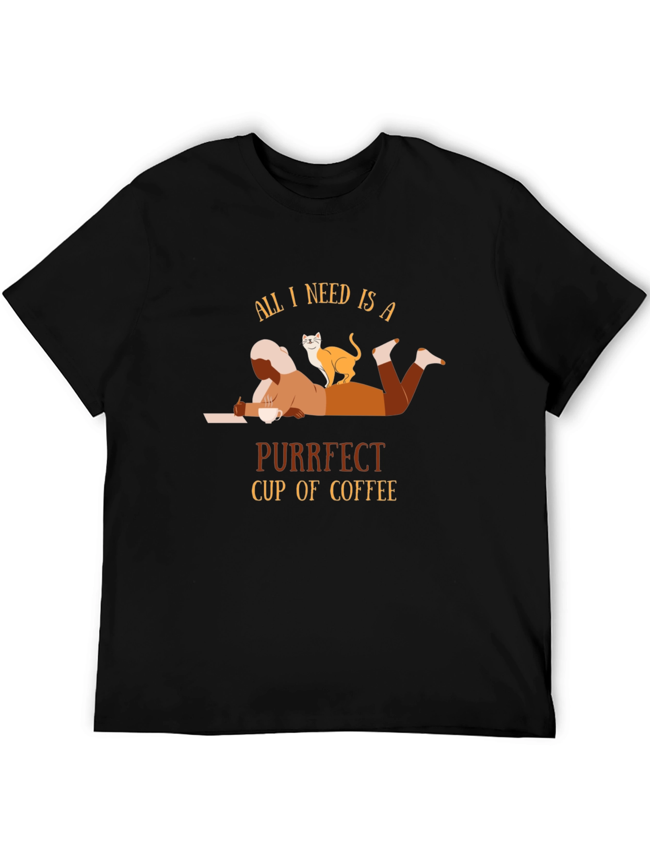 Purrfect Coffee T-Shirt - Cozy Cat Lover Tee