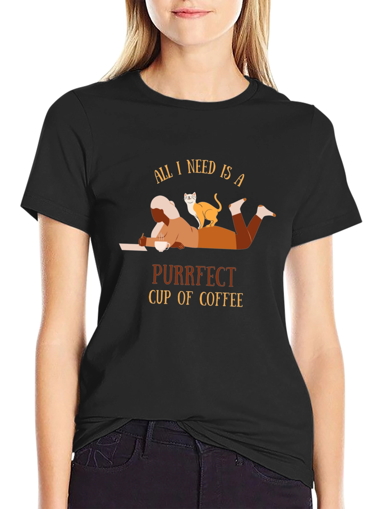 Purrfect Coffee T-Shirt - Cozy Cat Lover Tee