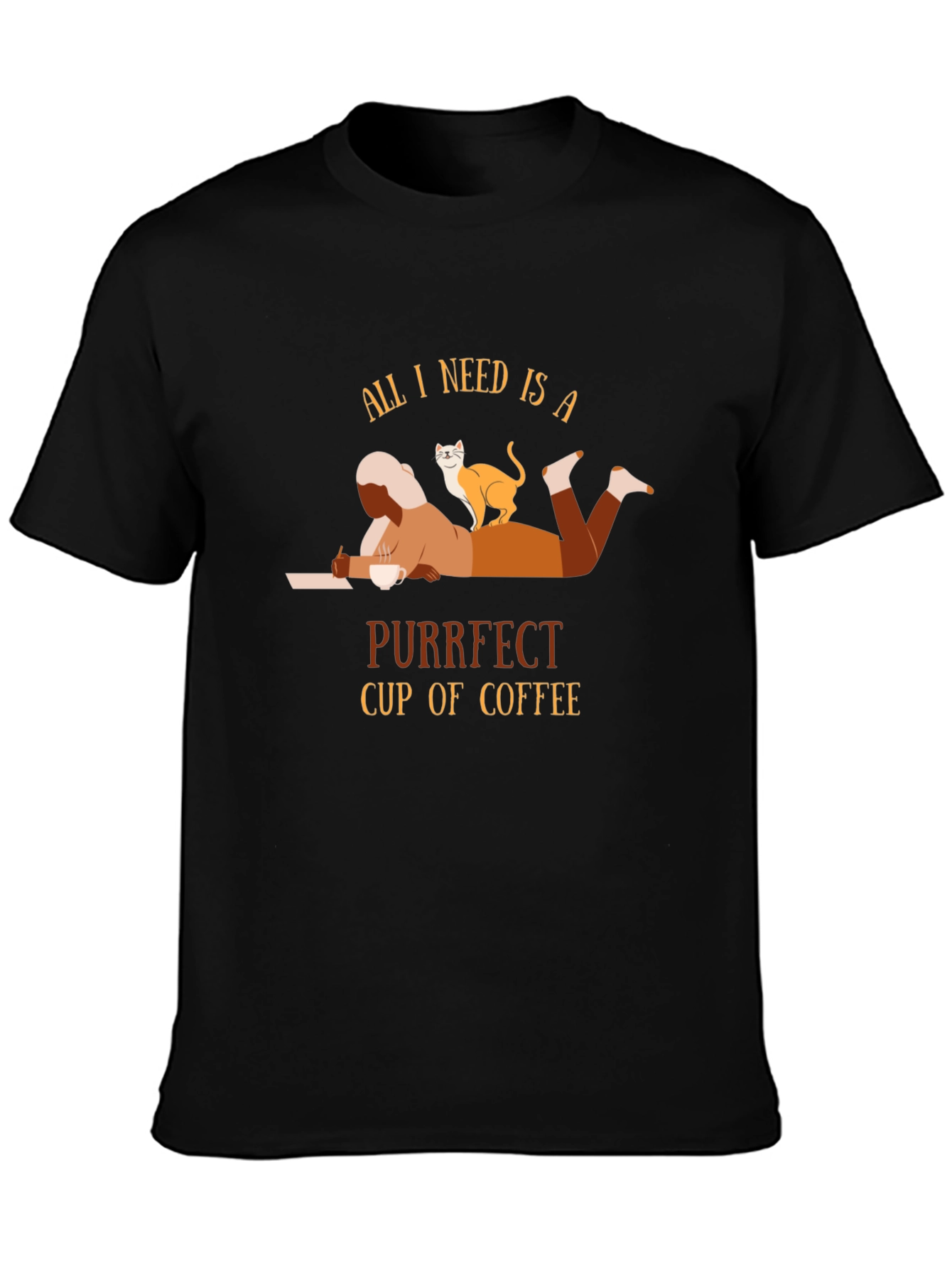 Purrfect Coffee T-Shirt - Cozy Cat Lover Tee