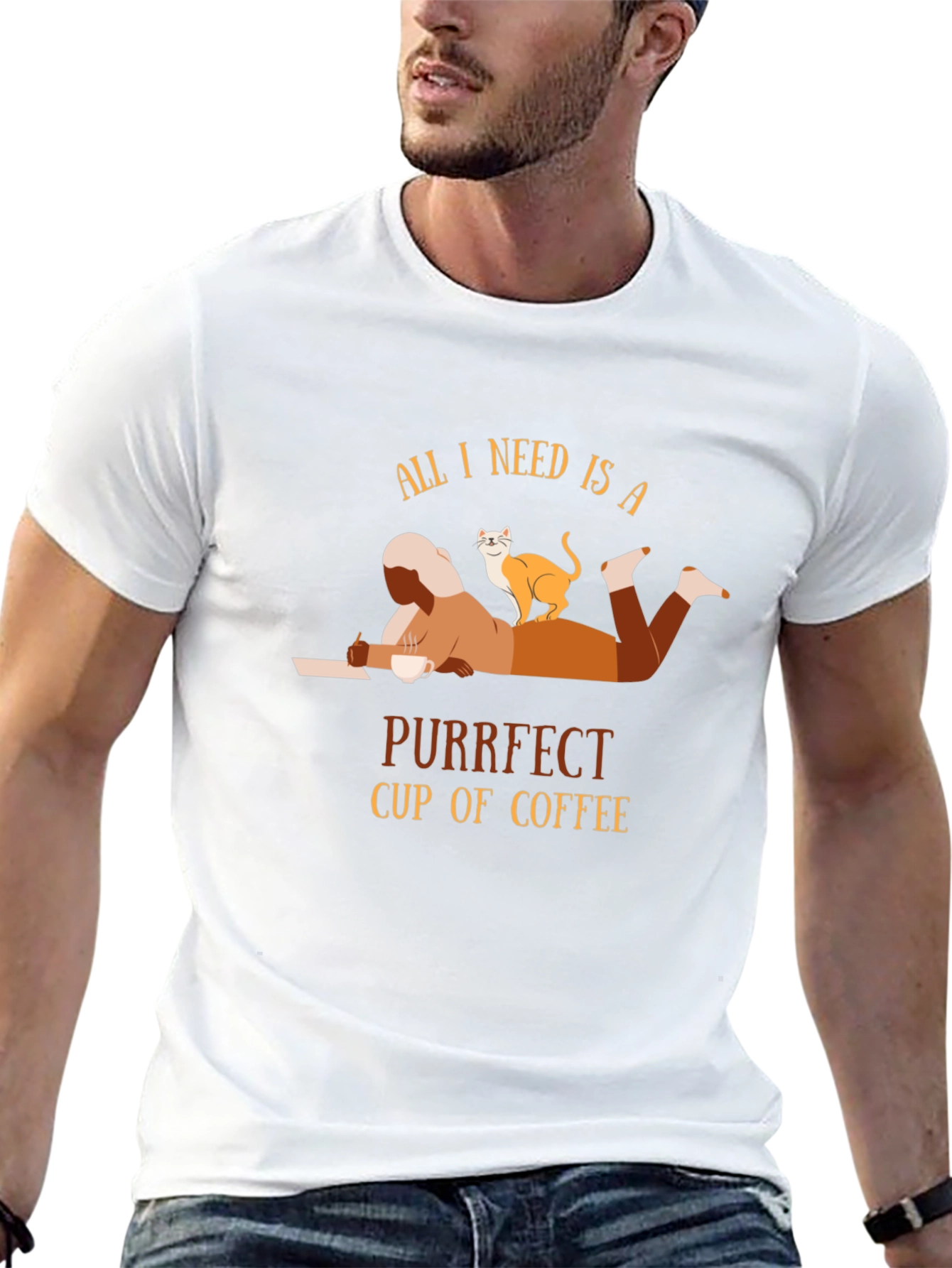 Purrfect Coffee T-Shirt - Cozy Cat Lover Tee