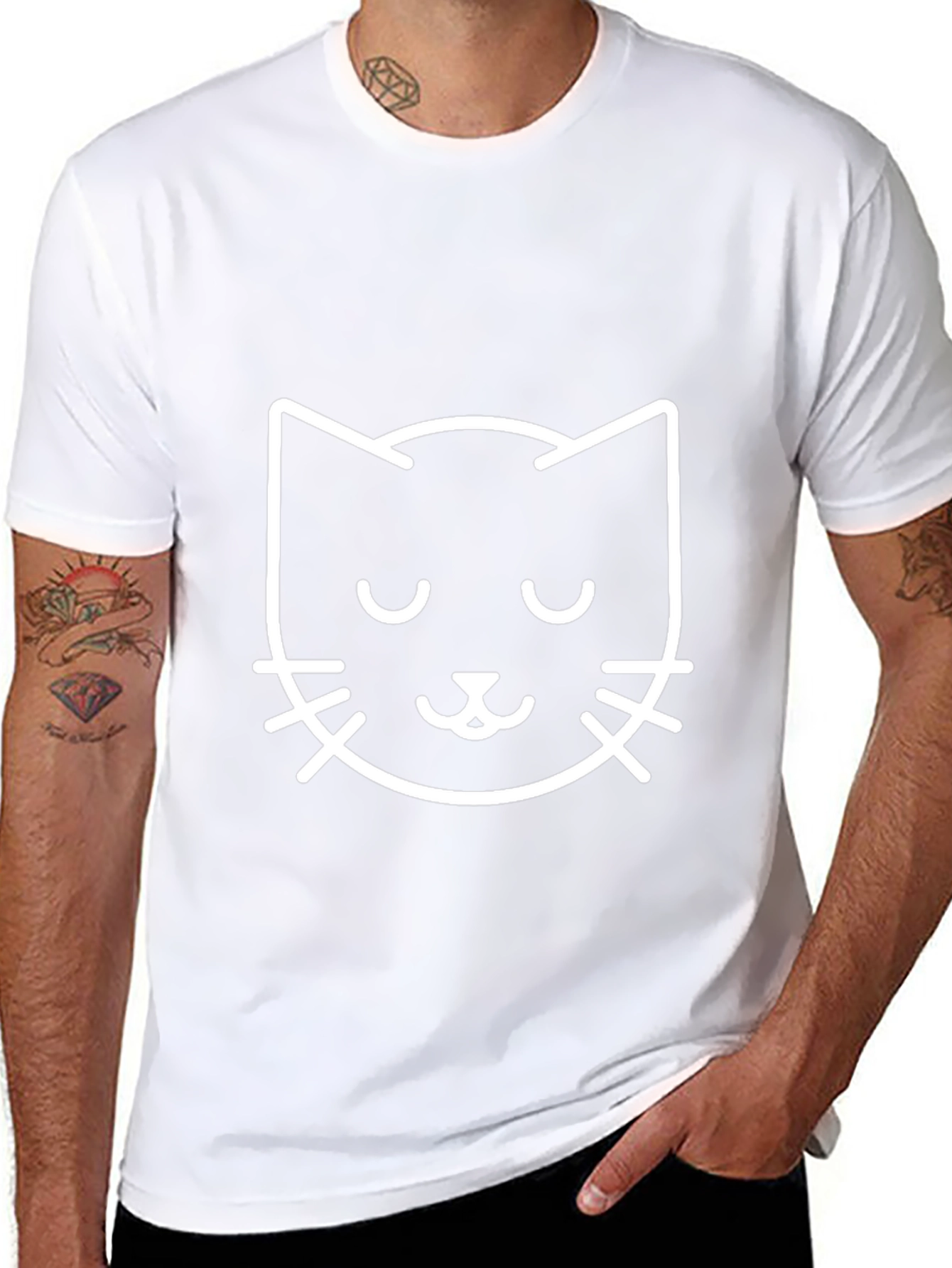 Cool Cat Graphic Tee - Black Cotton Blend Shirt