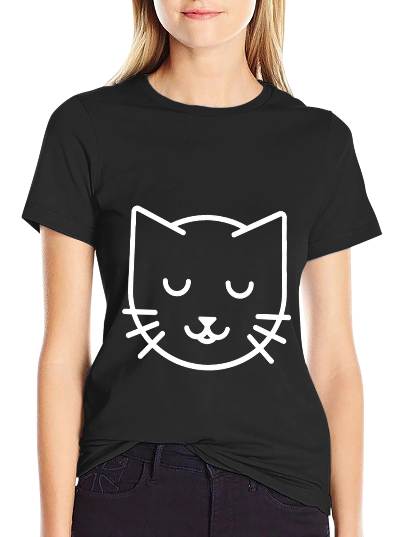 Cool Cat Graphic Tee - Black Cotton Blend Shirt