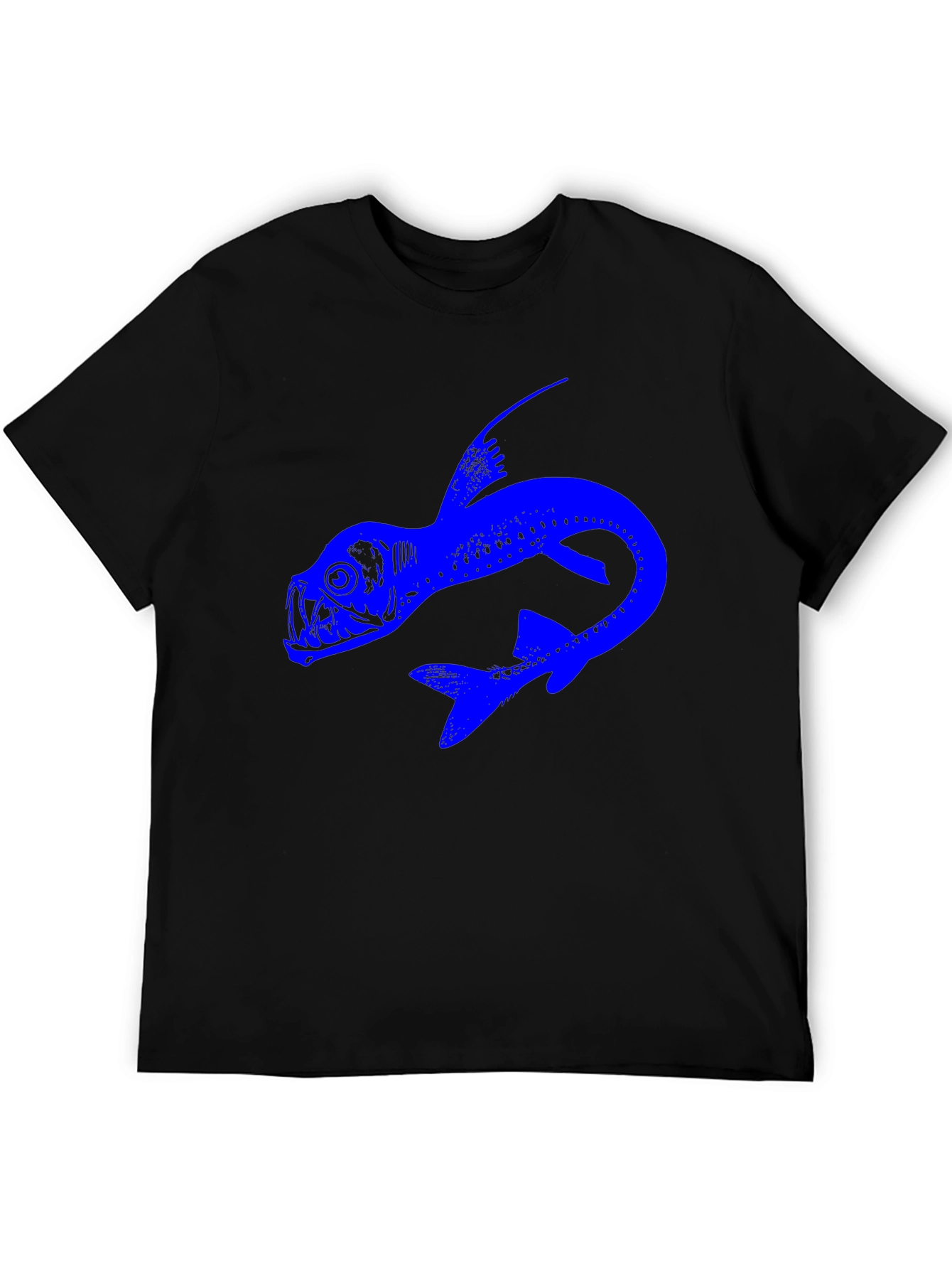 Blue Fish Graphic Black T-Shirt