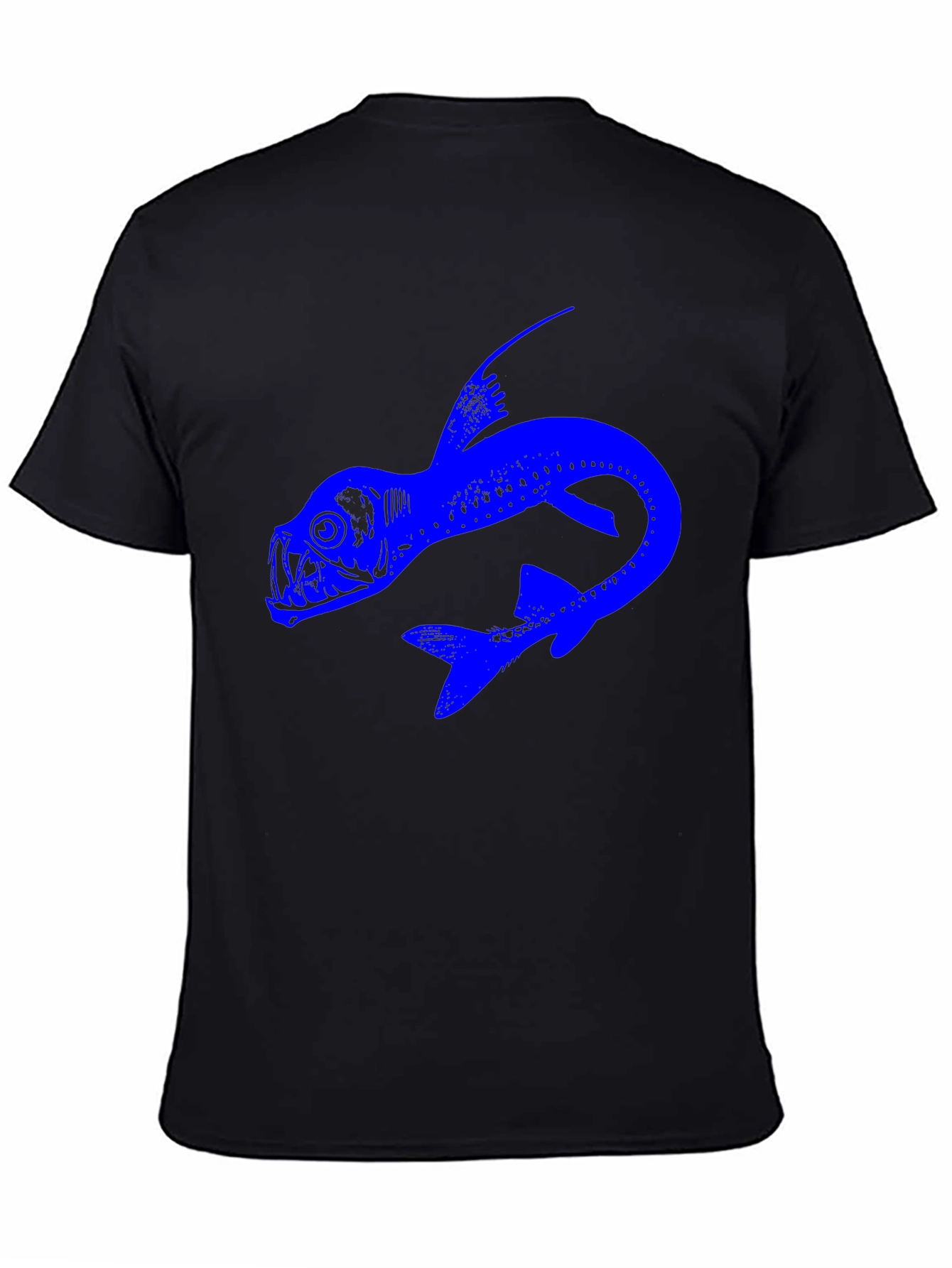 Blue Fish Graphic Black T-Shirt