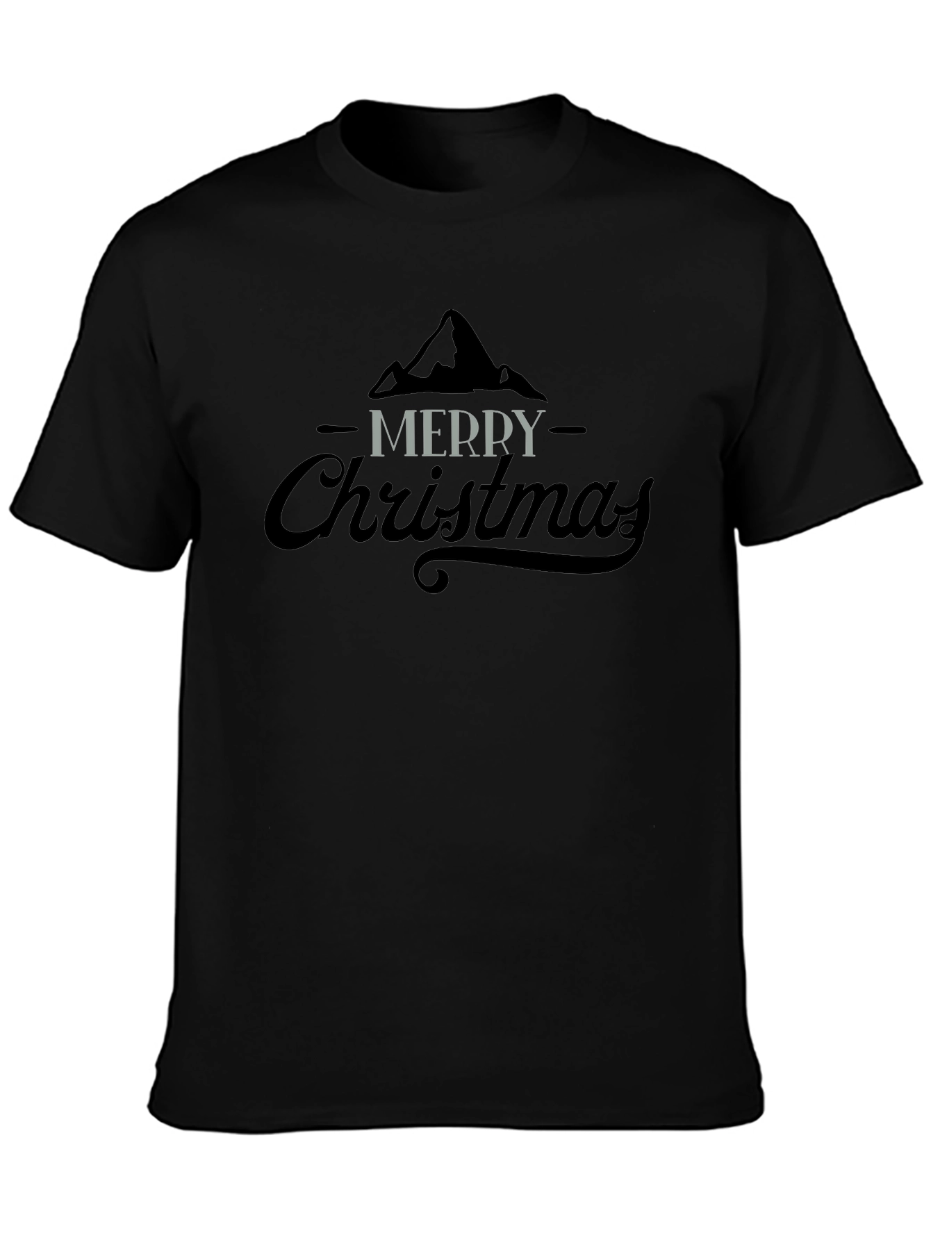 Merry Christmas Graphic Tee - Black Cotton Blend