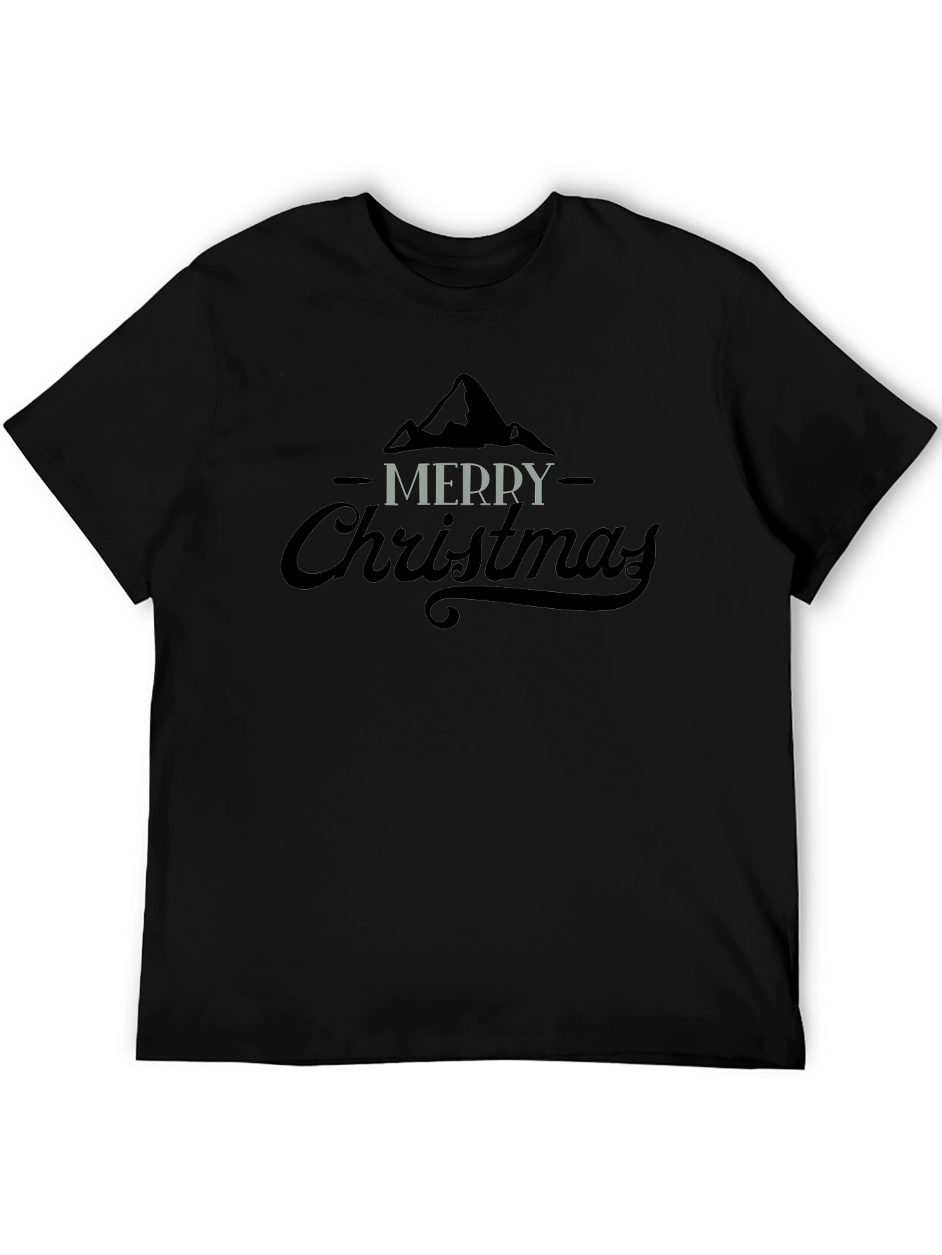 Merry Christmas Graphic Tee - Black Cotton Blend