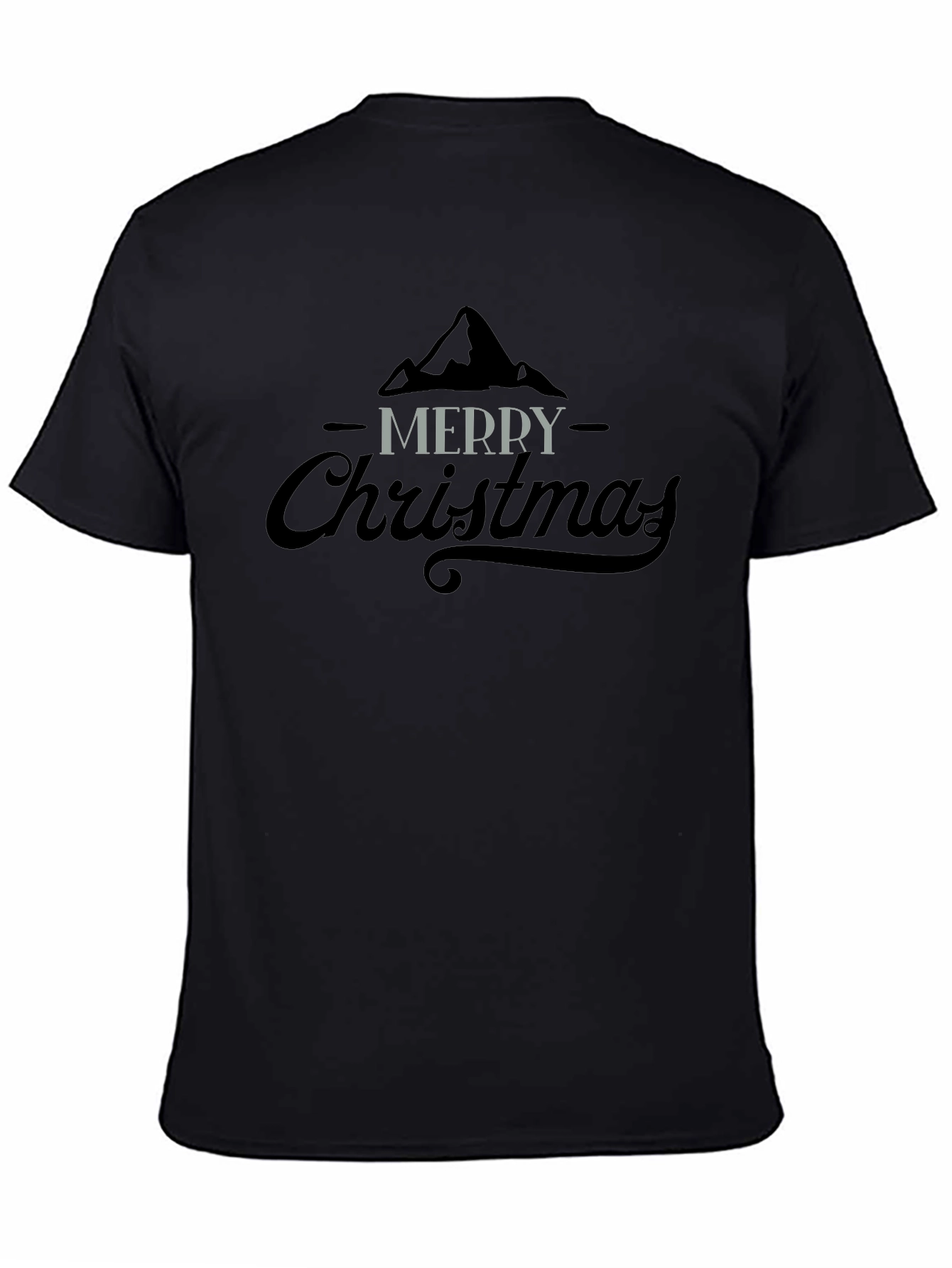 Merry Christmas Graphic Tee - Black Cotton Blend