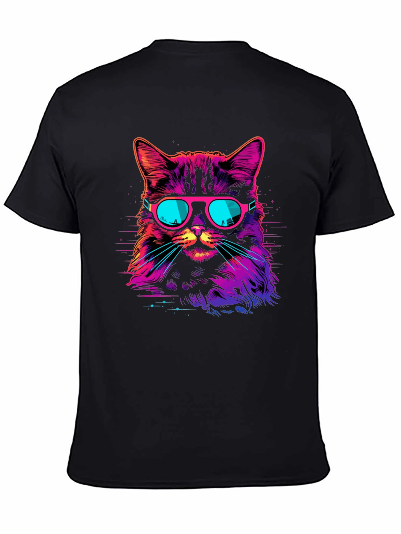 Retro Neon Cat Graphic T-Shirt