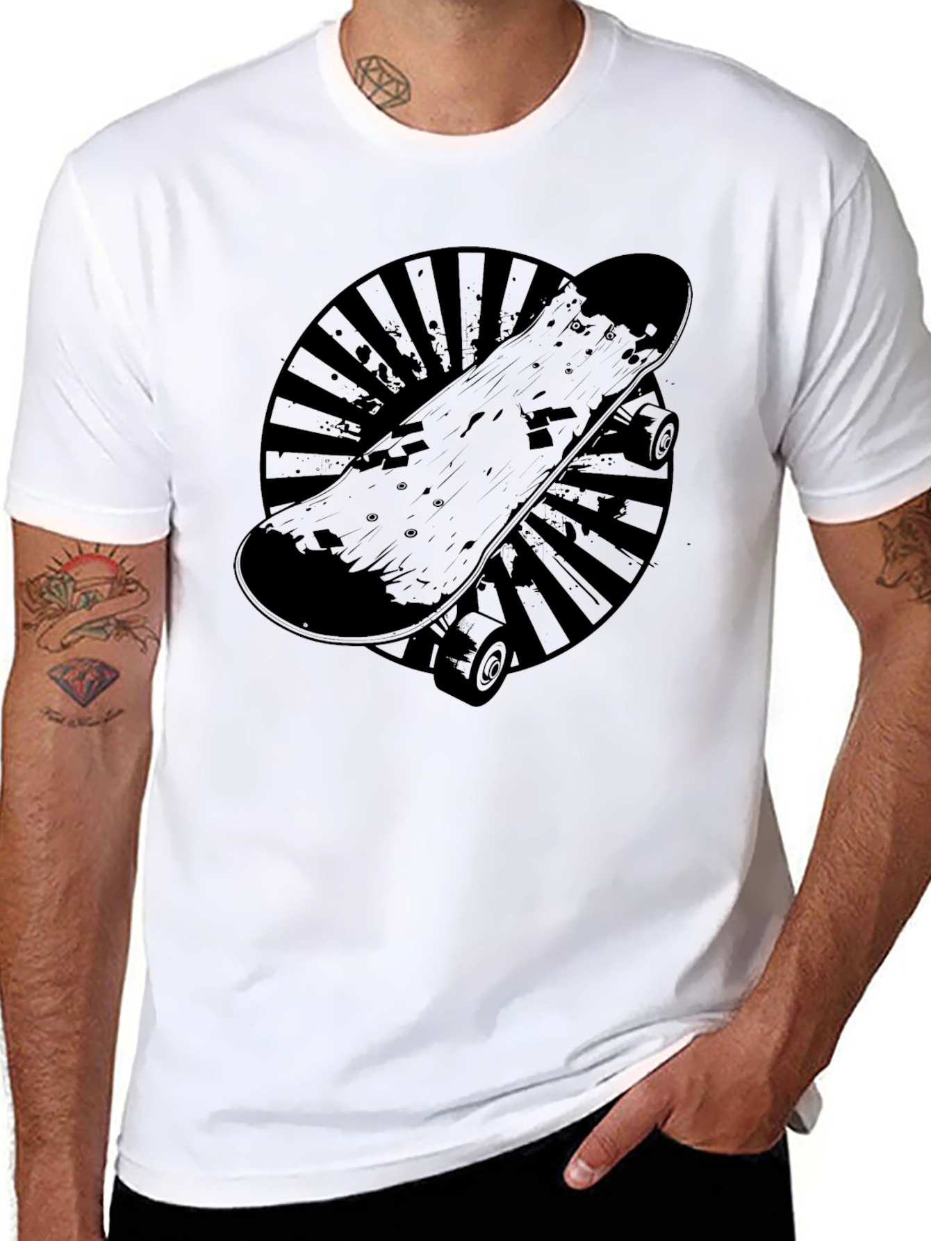 Skateboard Graphic T-Shirt - Cool Black Tee