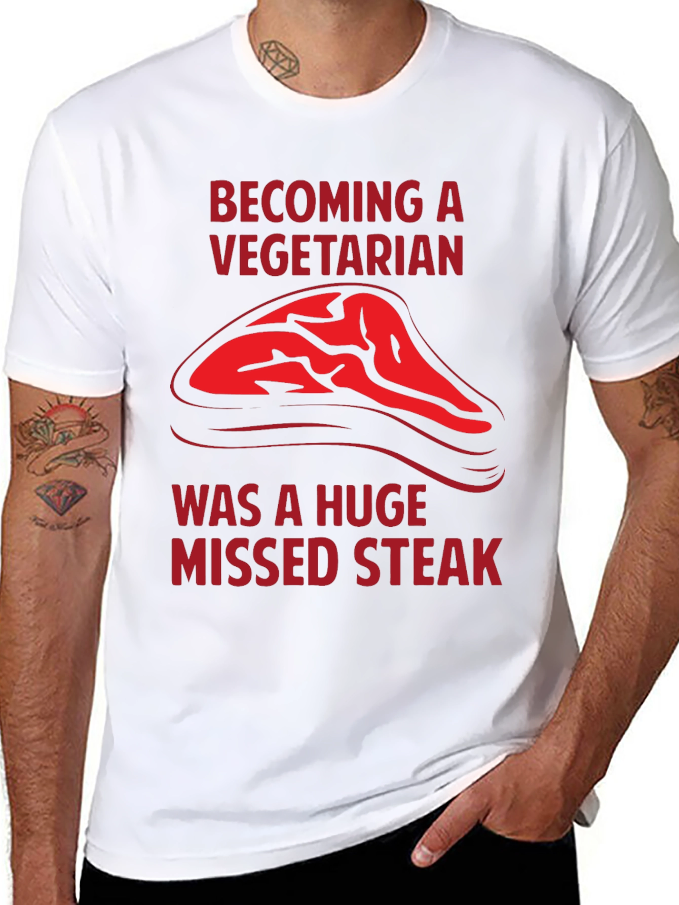 Becoming a Vegetarian Missed Steak T-Shirt