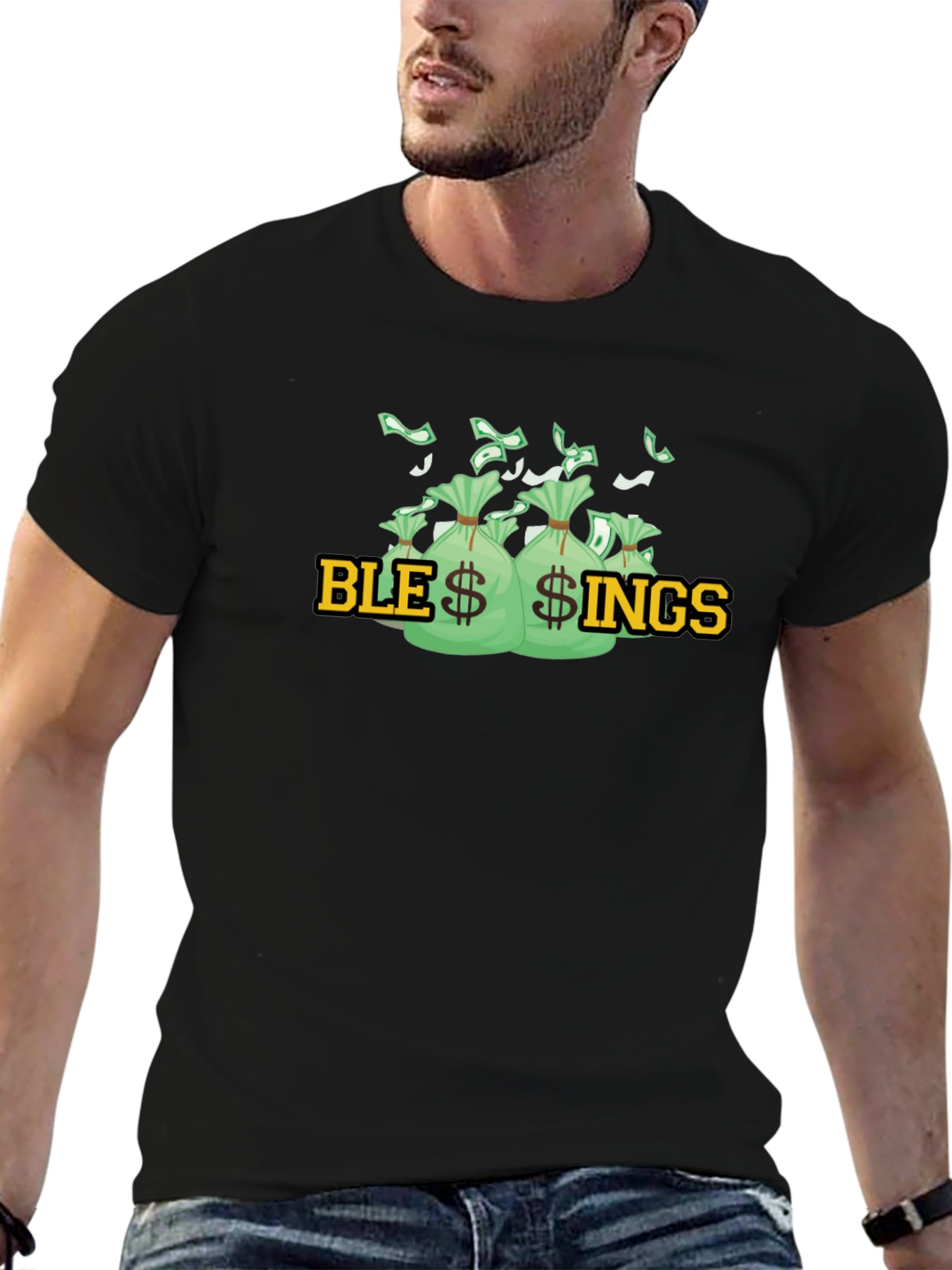 Blessings Graphic T-Shirt - Money Bags Design