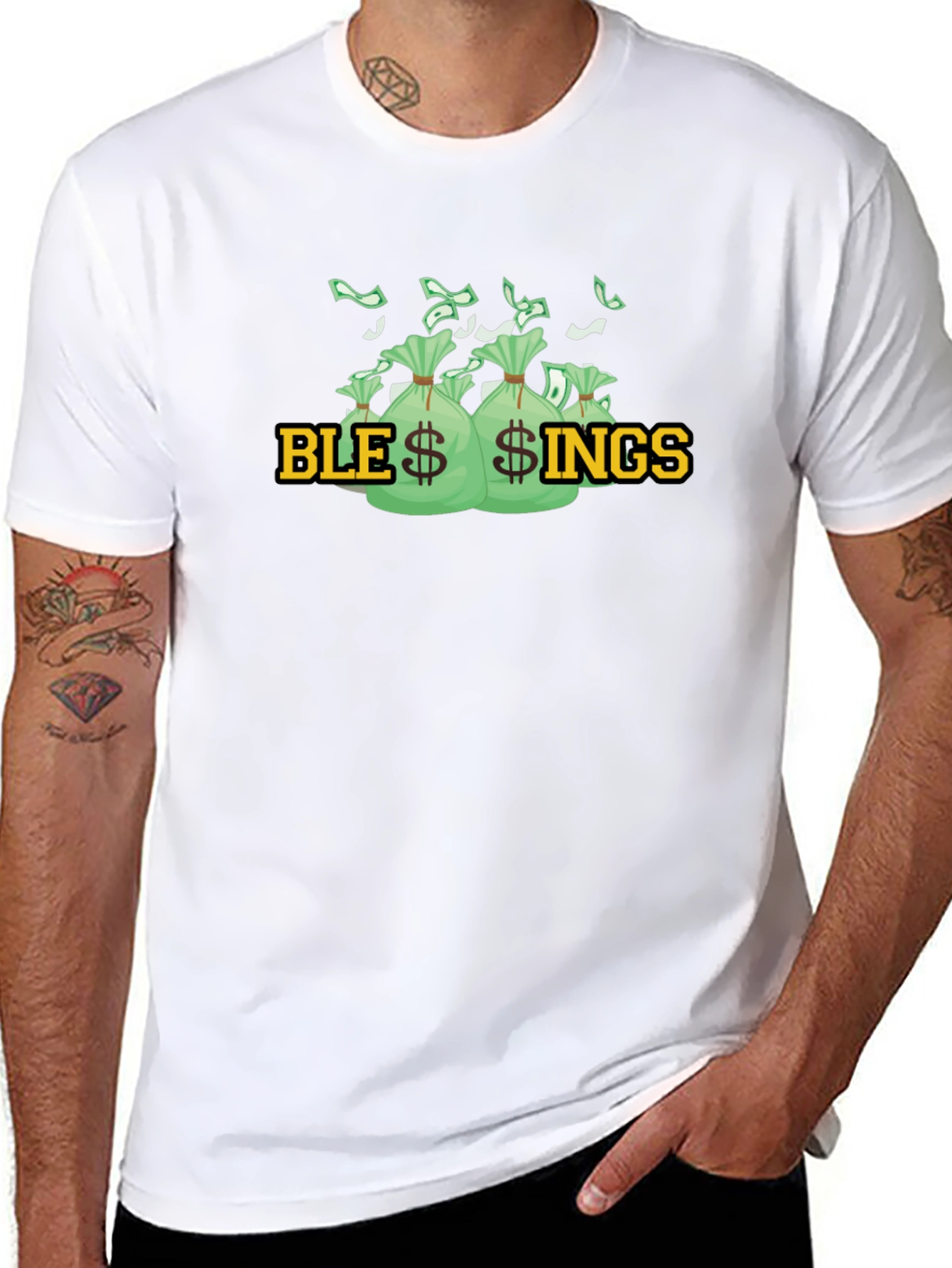 Blessings Graphic T-Shirt - Money Bags Design