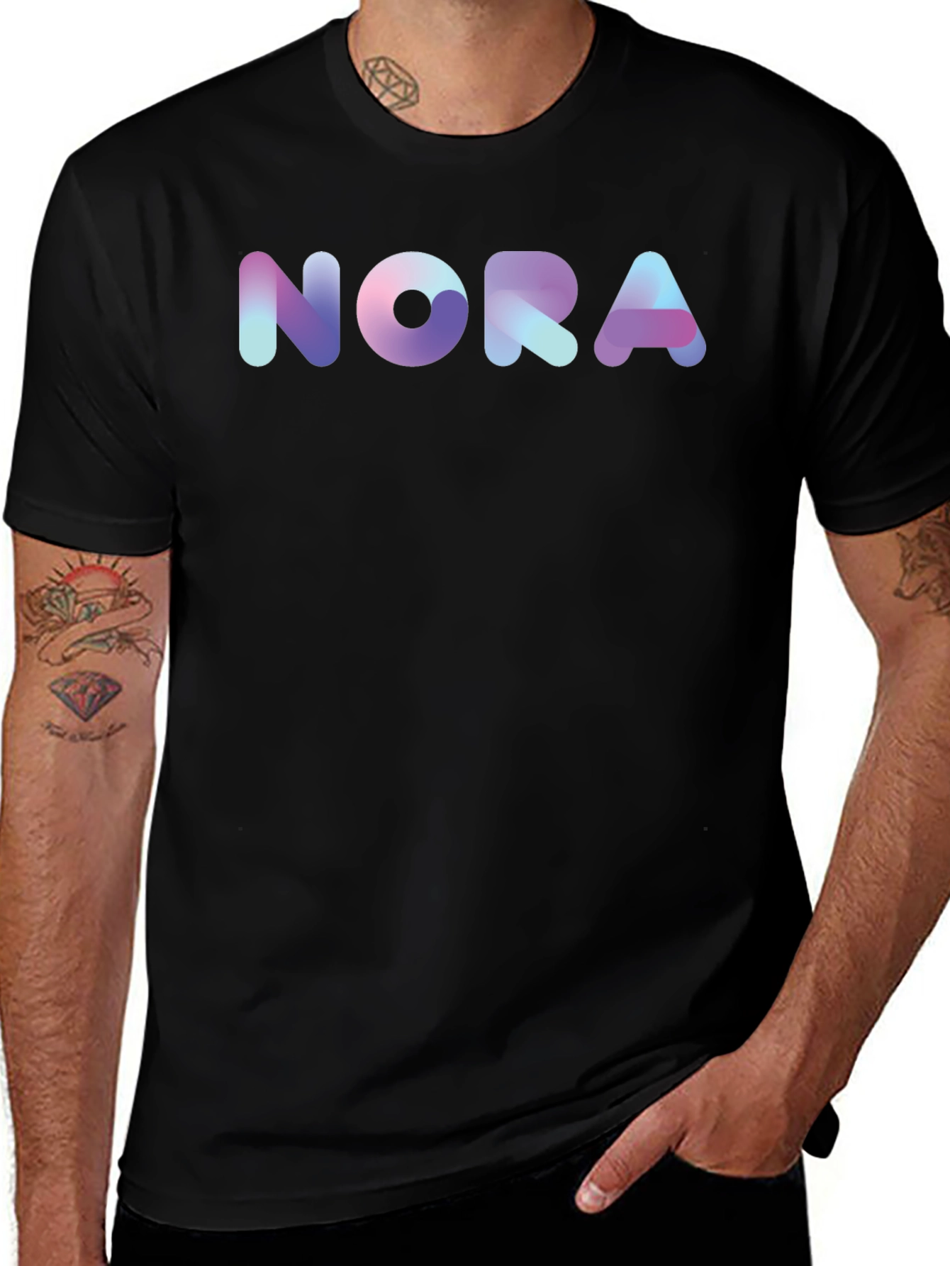 Nora Gradient Graphic Black T-Shirt