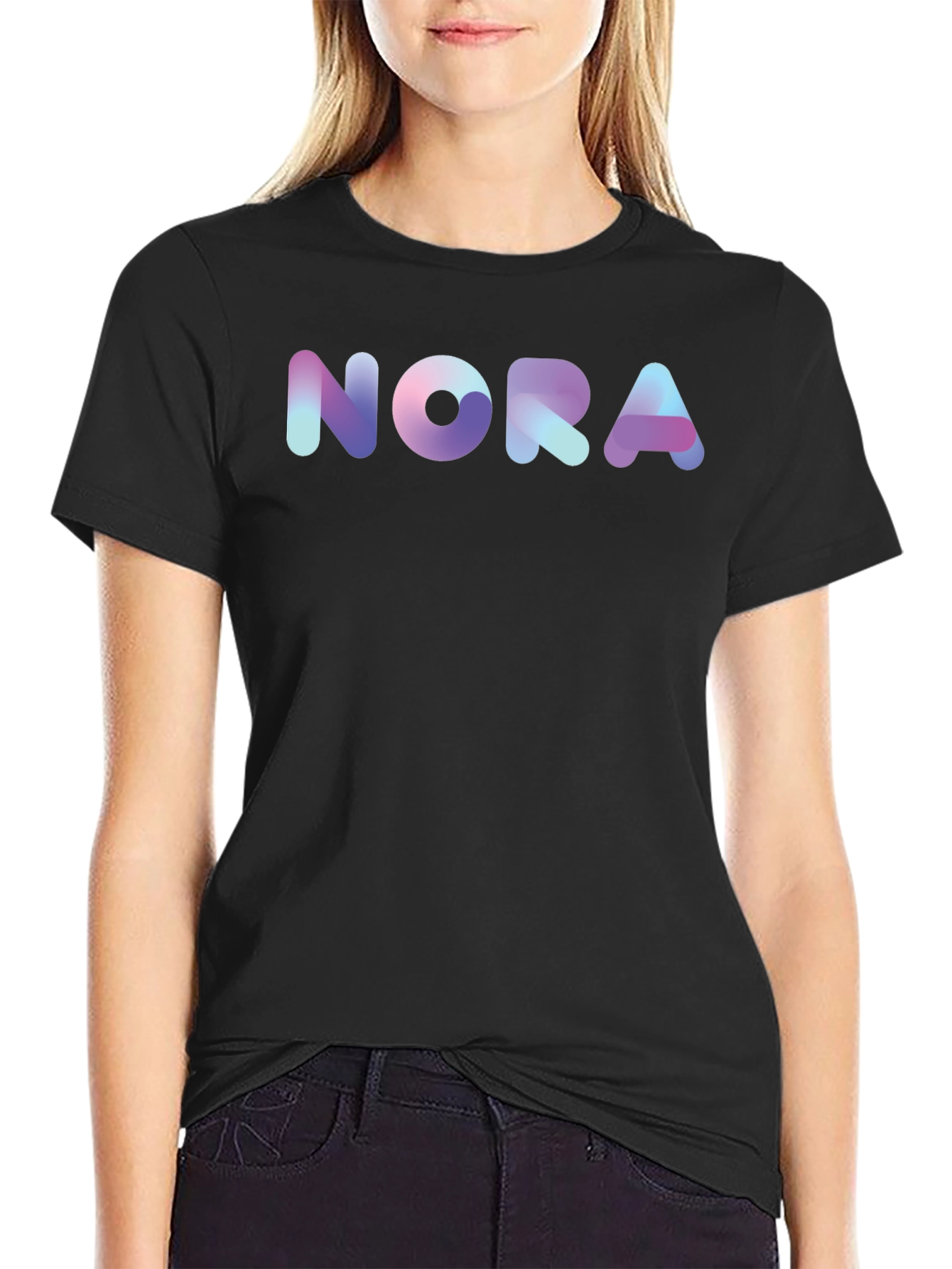 Nora Gradient Graphic Black T-Shirt