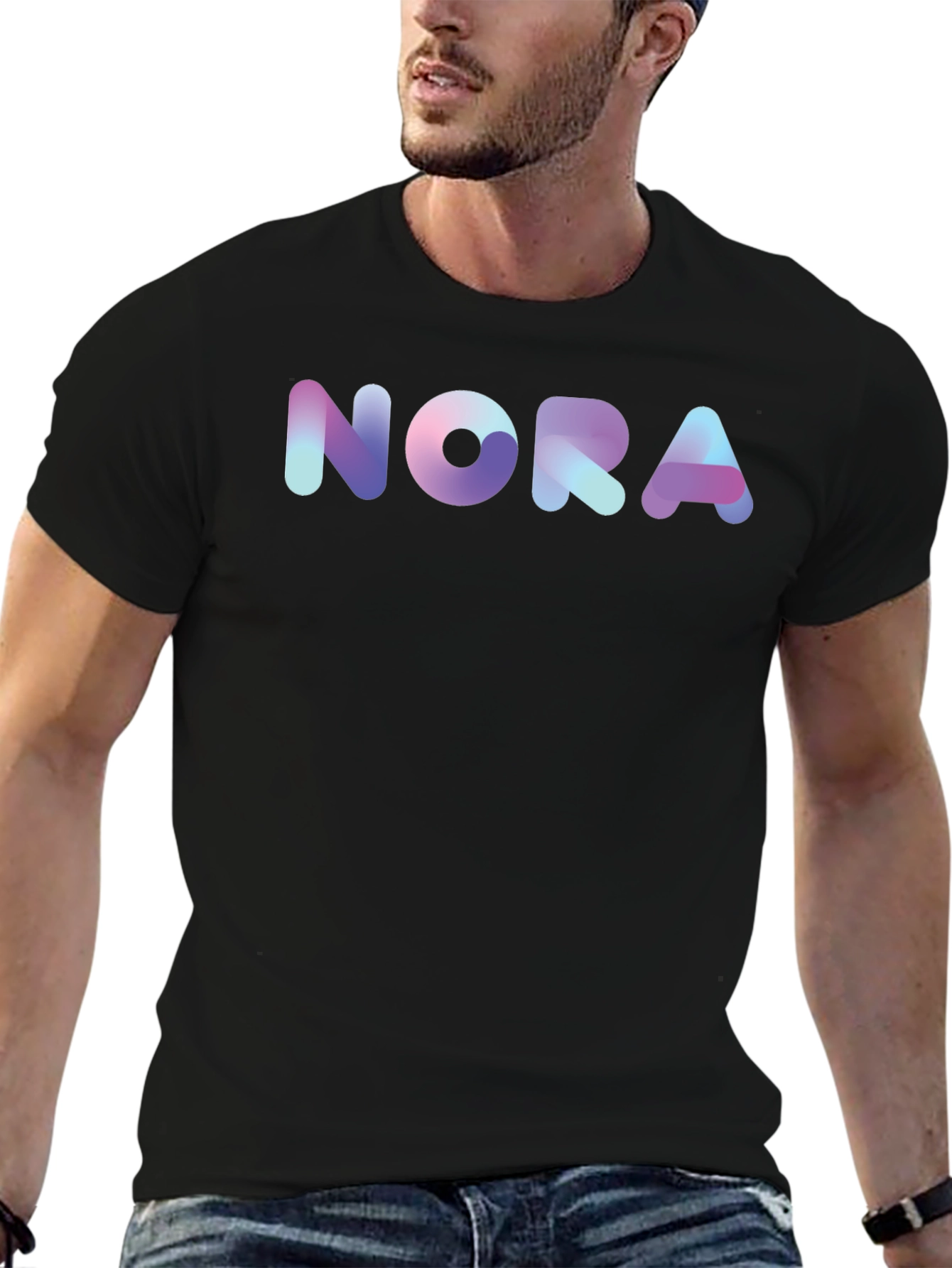 Nora Gradient Graphic Black T-Shirt