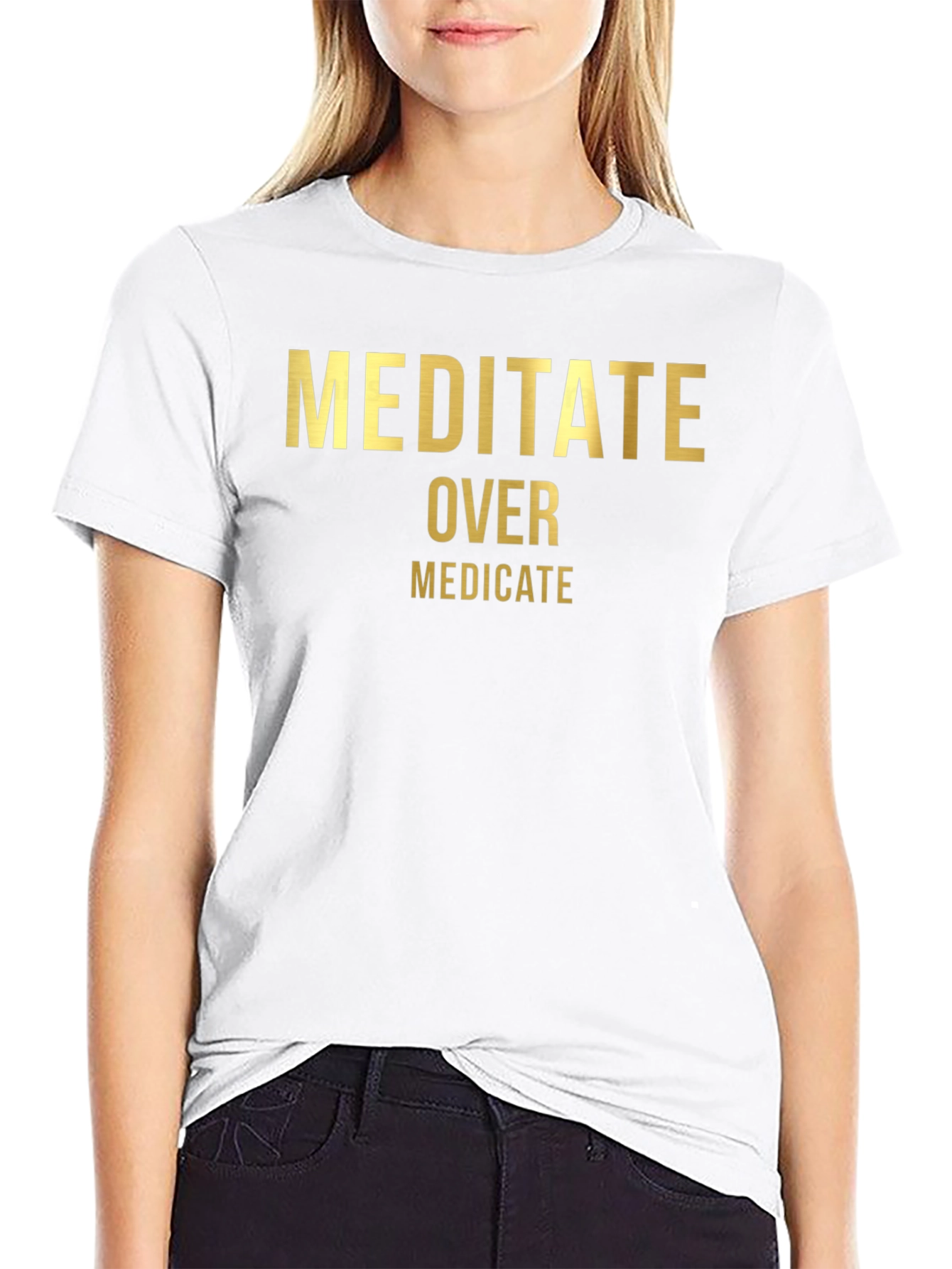 Meditate Over Medicate T-Shirt - Black Cotton Tee