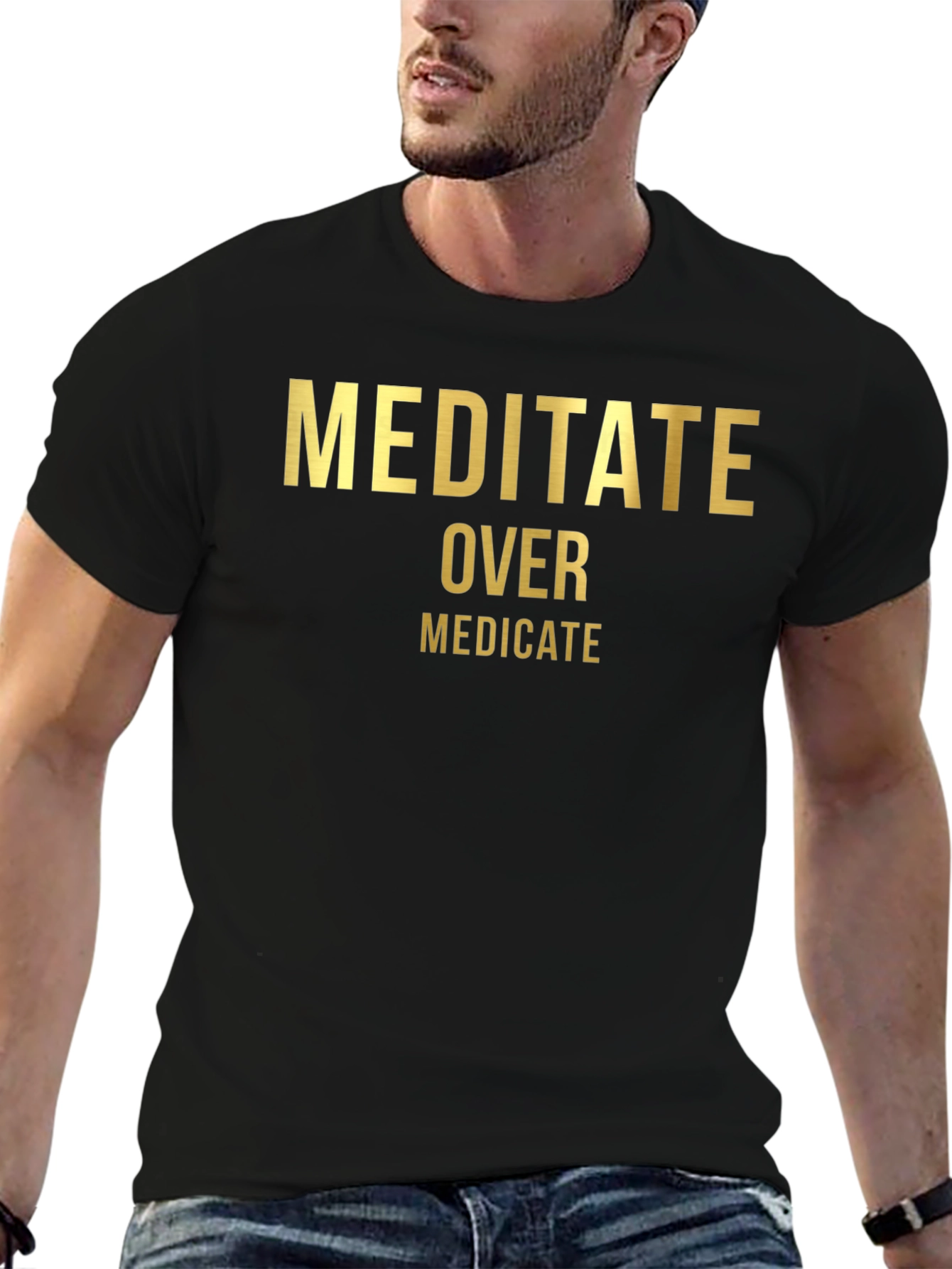 Meditate Over Medicate T-Shirt - Black Cotton Tee