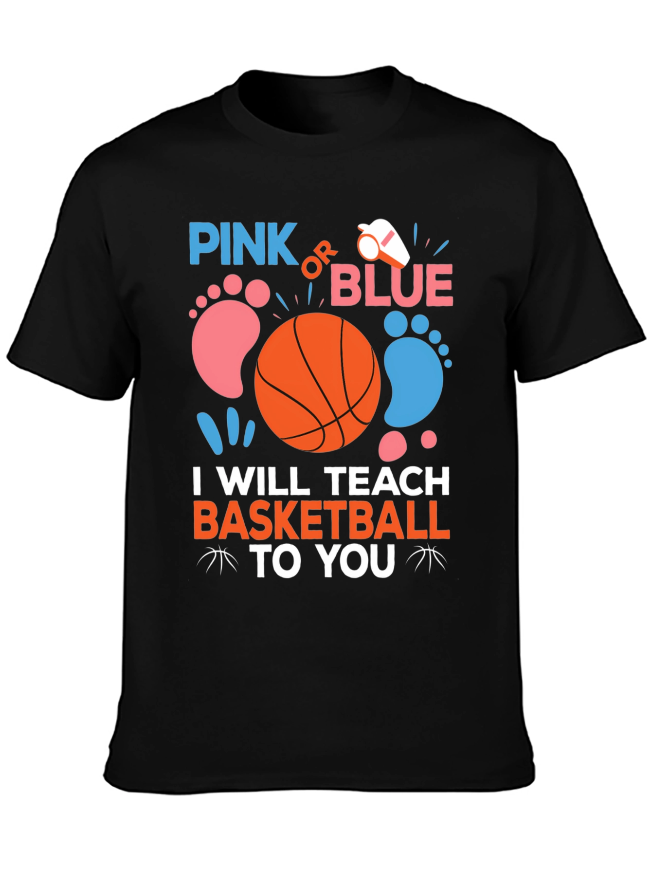 Pink or Blue Basketball Gender Reveal T-Shirt