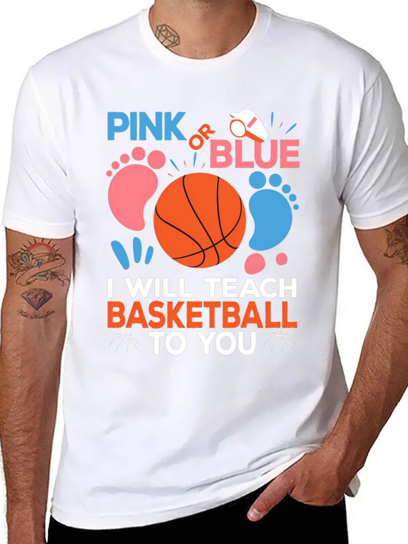 Pink or Blue Basketball Gender Reveal T-Shirt