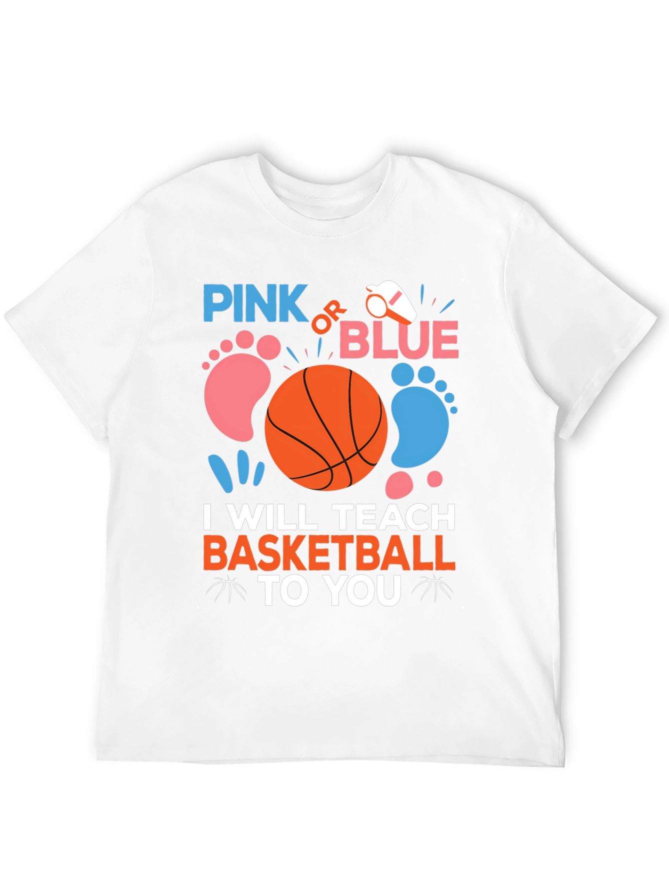 Pink or Blue Basketball Gender Reveal T-Shirt