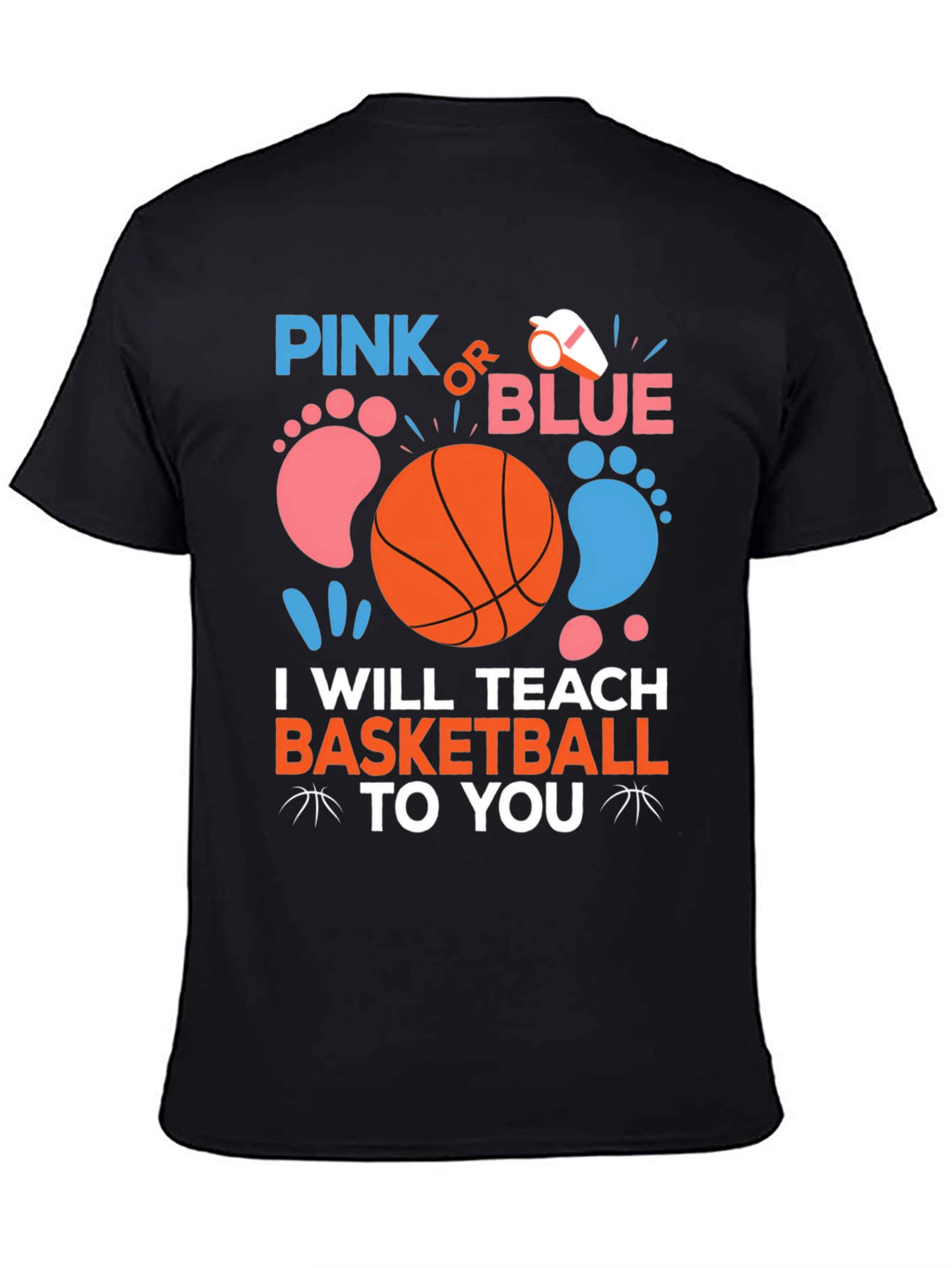 Pink or Blue Basketball Gender Reveal T-Shirt