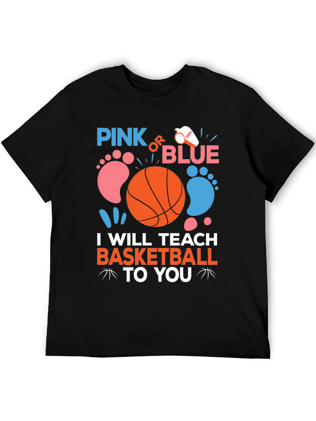Pink or Blue Basketball Gender Reveal T-Shirt