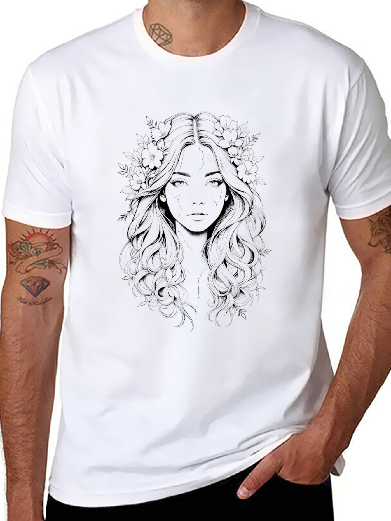 Ethereal Woman Graphic Black T-Shirt