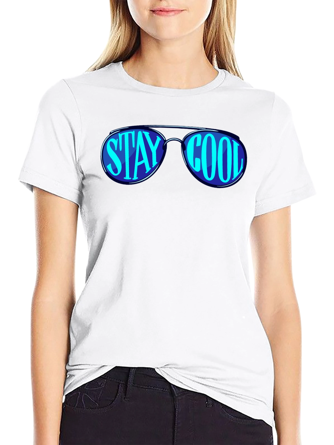 Stay Cool Sunglasses Graphic Black T-Shirt