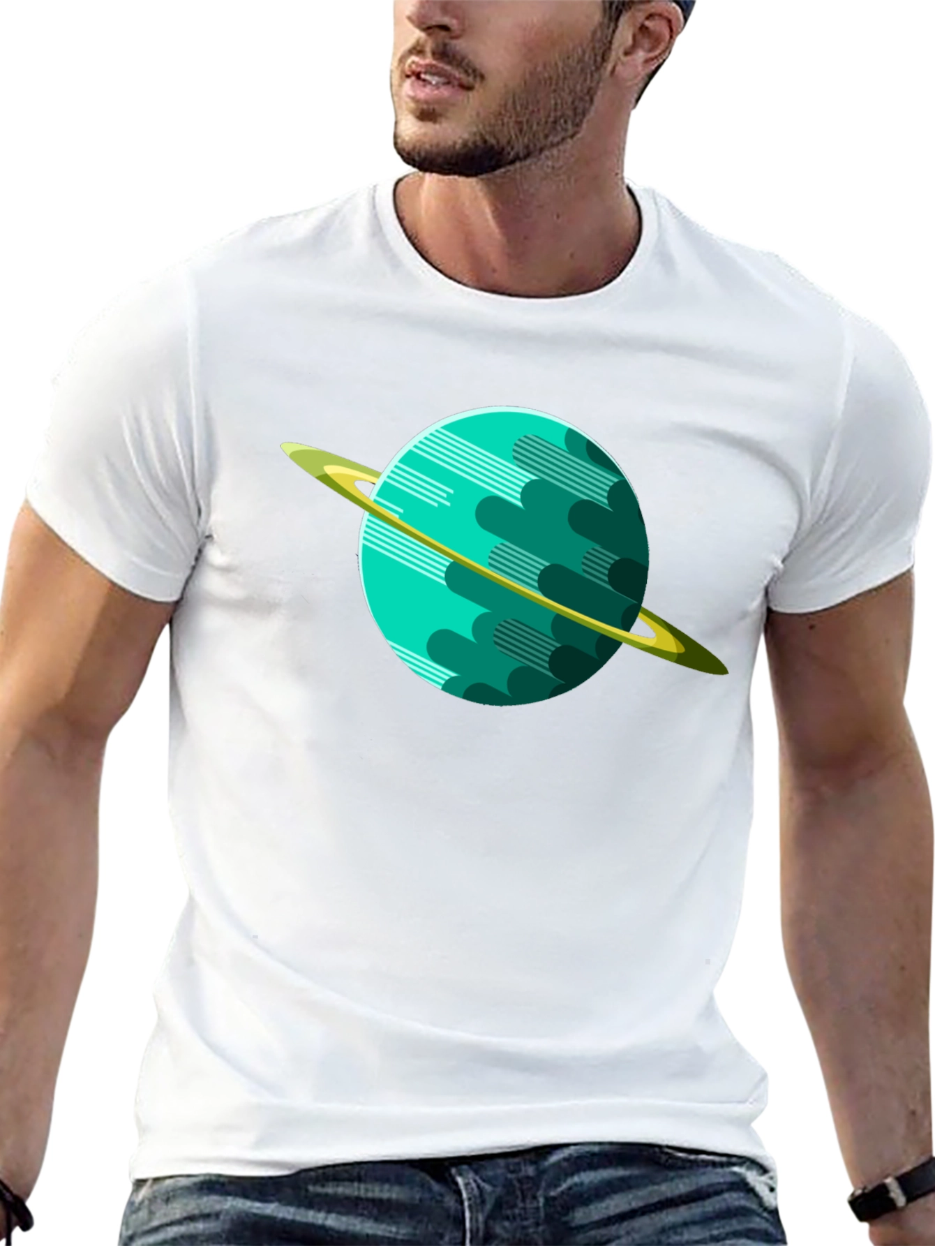 Planet Graphic Tee - Black Cotton Shirt