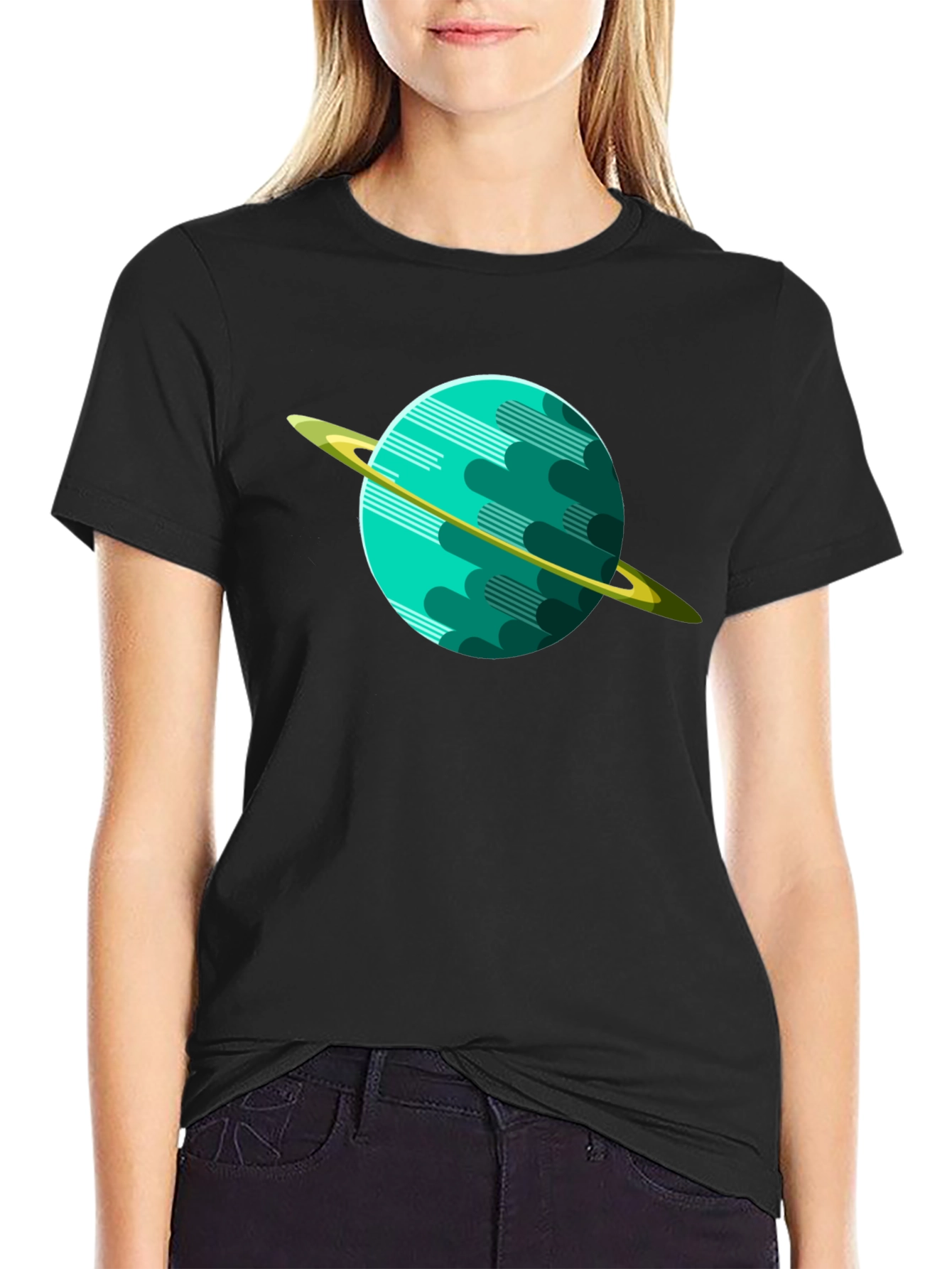 Planet Graphic Tee - Black Cotton Shirt