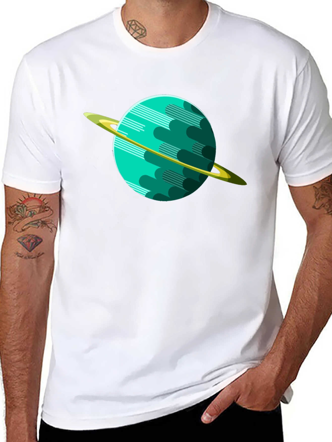 Planet Graphic Tee - Black Cotton Shirt