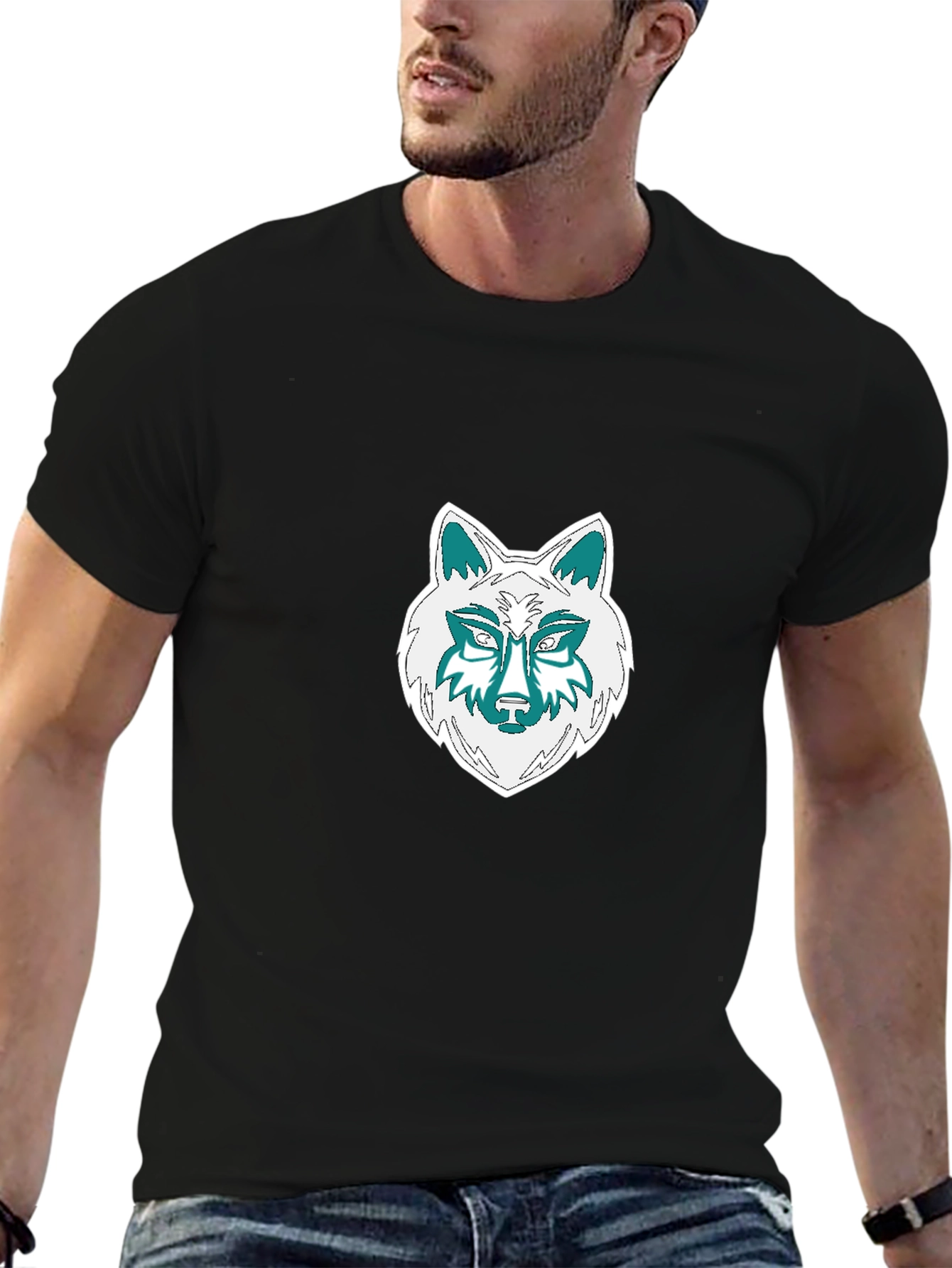Wolf Graphic Tee - Black Cotton Blend T-Shirt