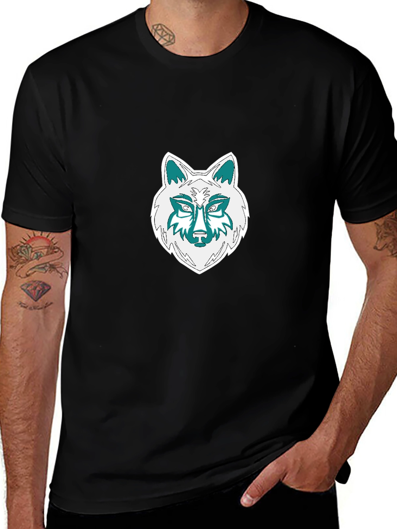 Wolf Graphic Tee - Black Cotton Blend T-Shirt