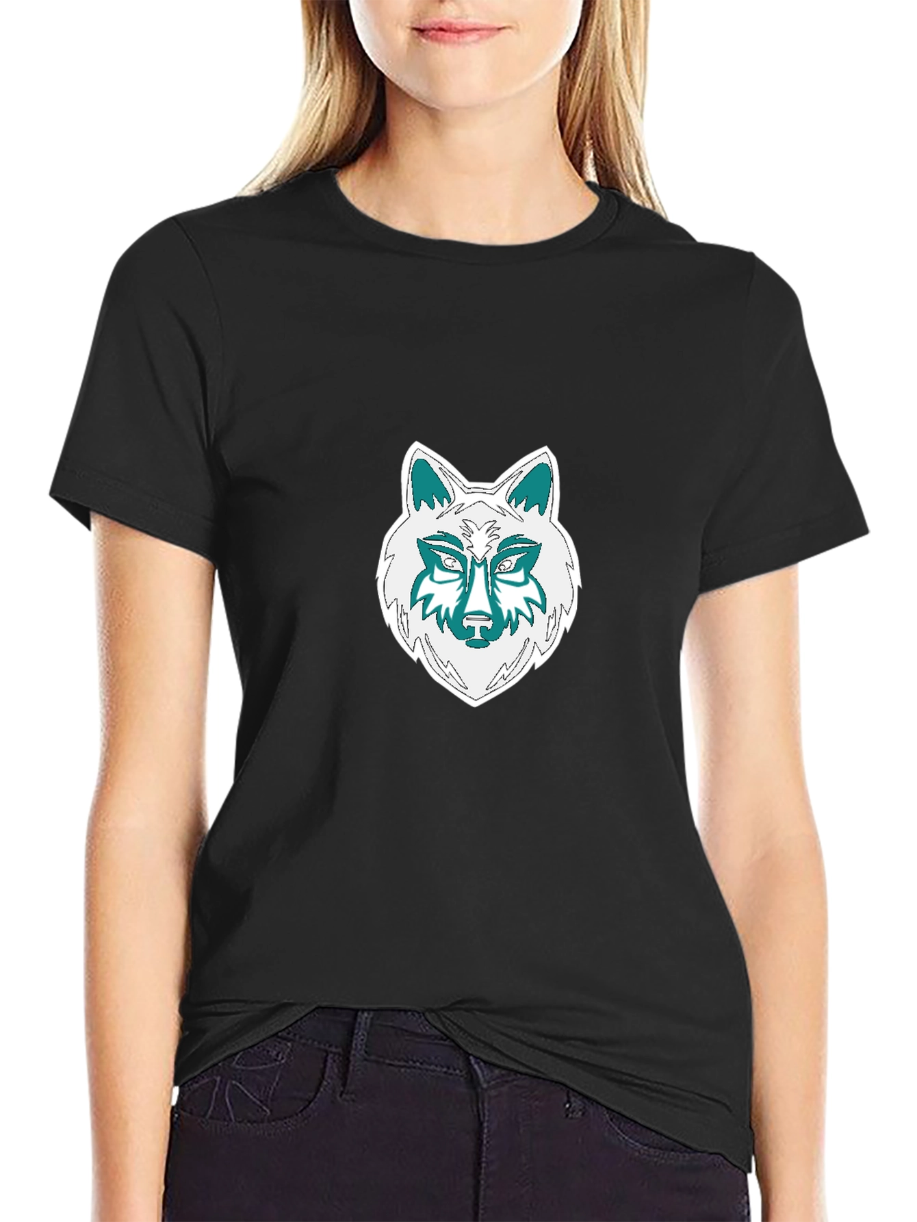 Wolf Graphic Tee - Black Cotton Blend T-Shirt