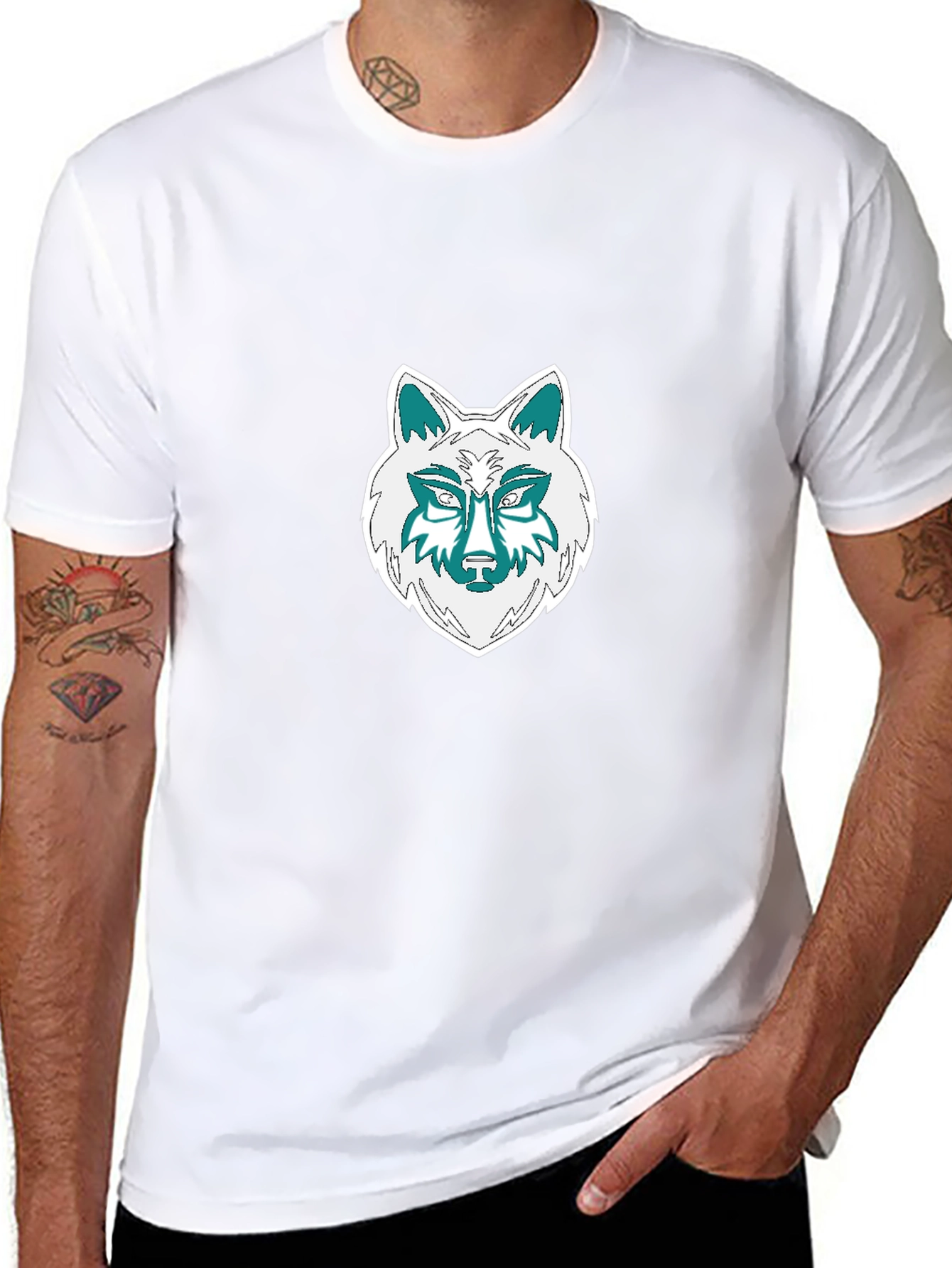 Wolf Graphic Tee - Black Cotton Blend T-Shirt